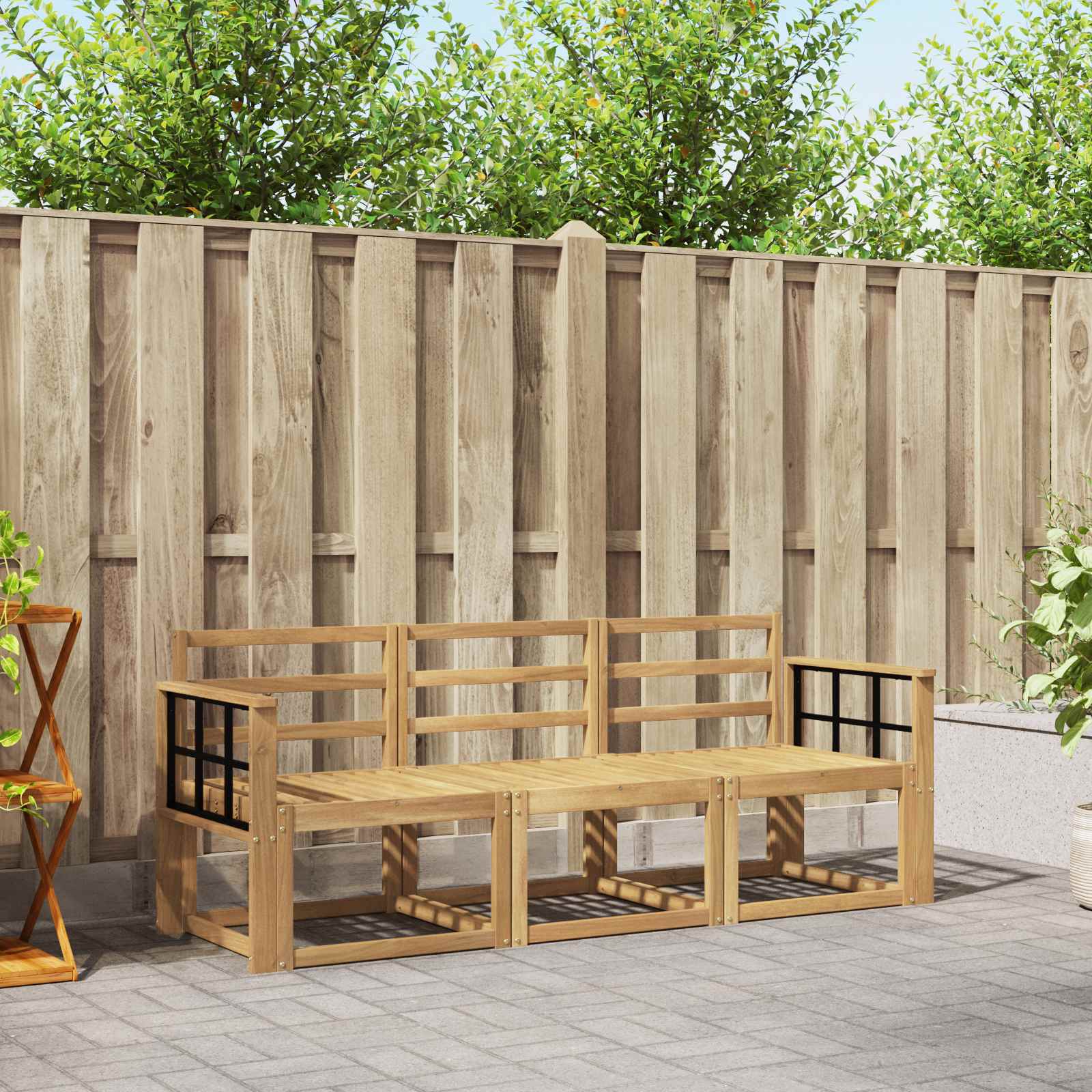 vidaXL Buiten bankenset 3 pcs Naturel Massief Acaciahout