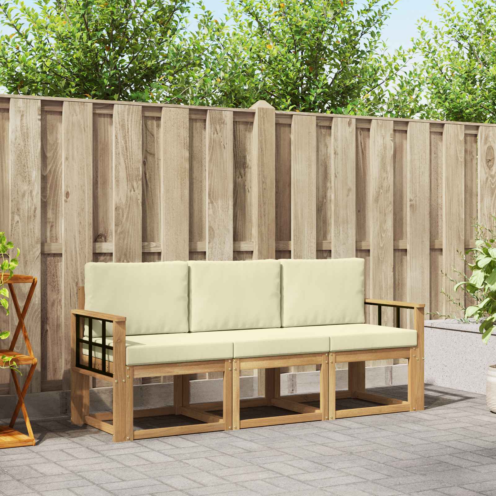 vidaXL Buiten bankenset 3 pcs Naturel Massief Acaciahout