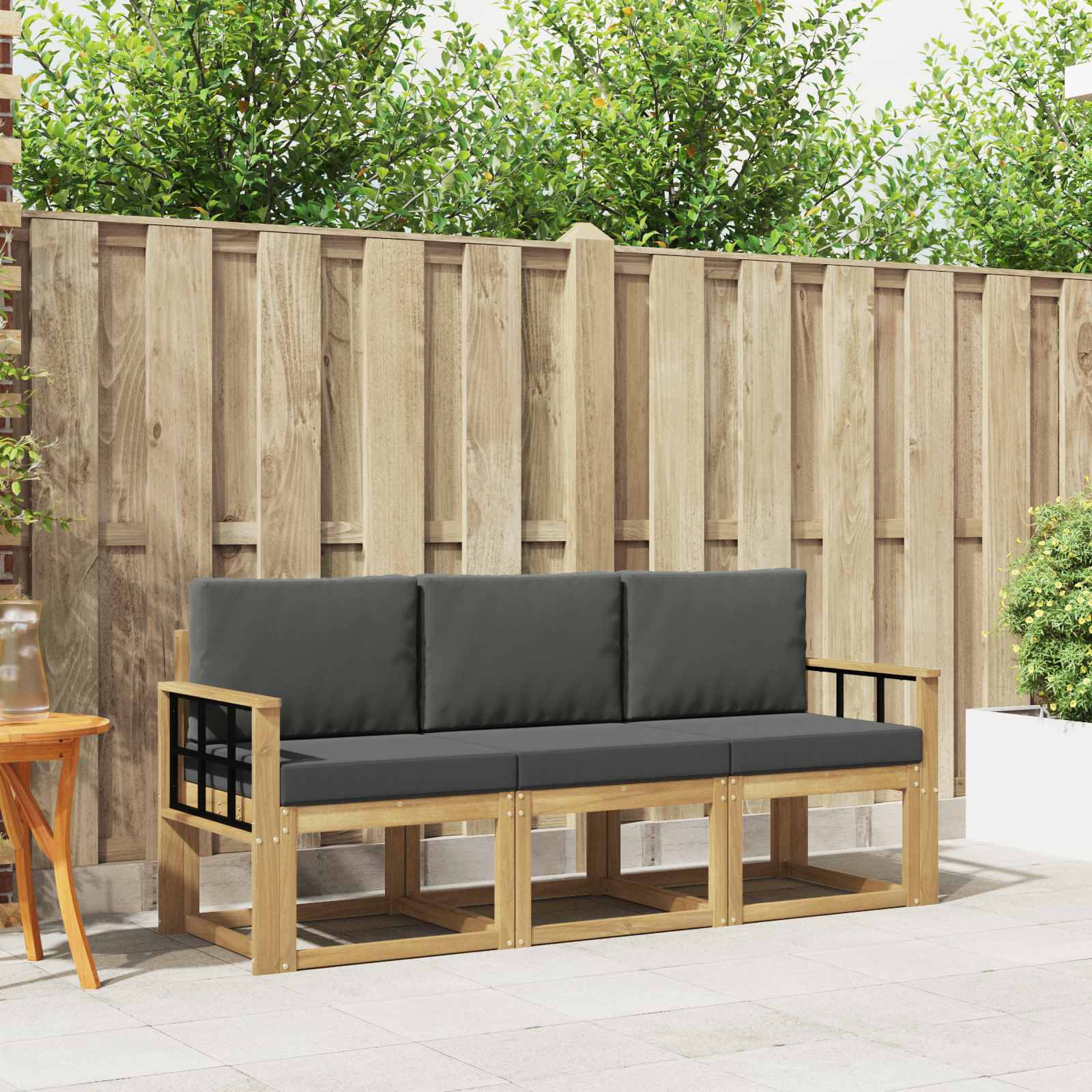 vidaXL Buiten bankenset 3 pcs Naturel Massief Acaciahout