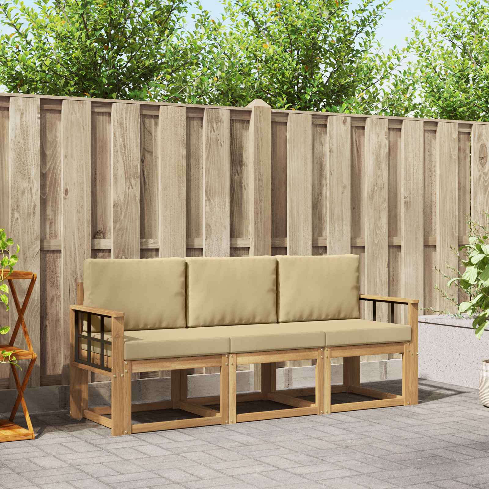 vidaXL Buiten bankenset 3 pcs Naturel Massief Acaciahout