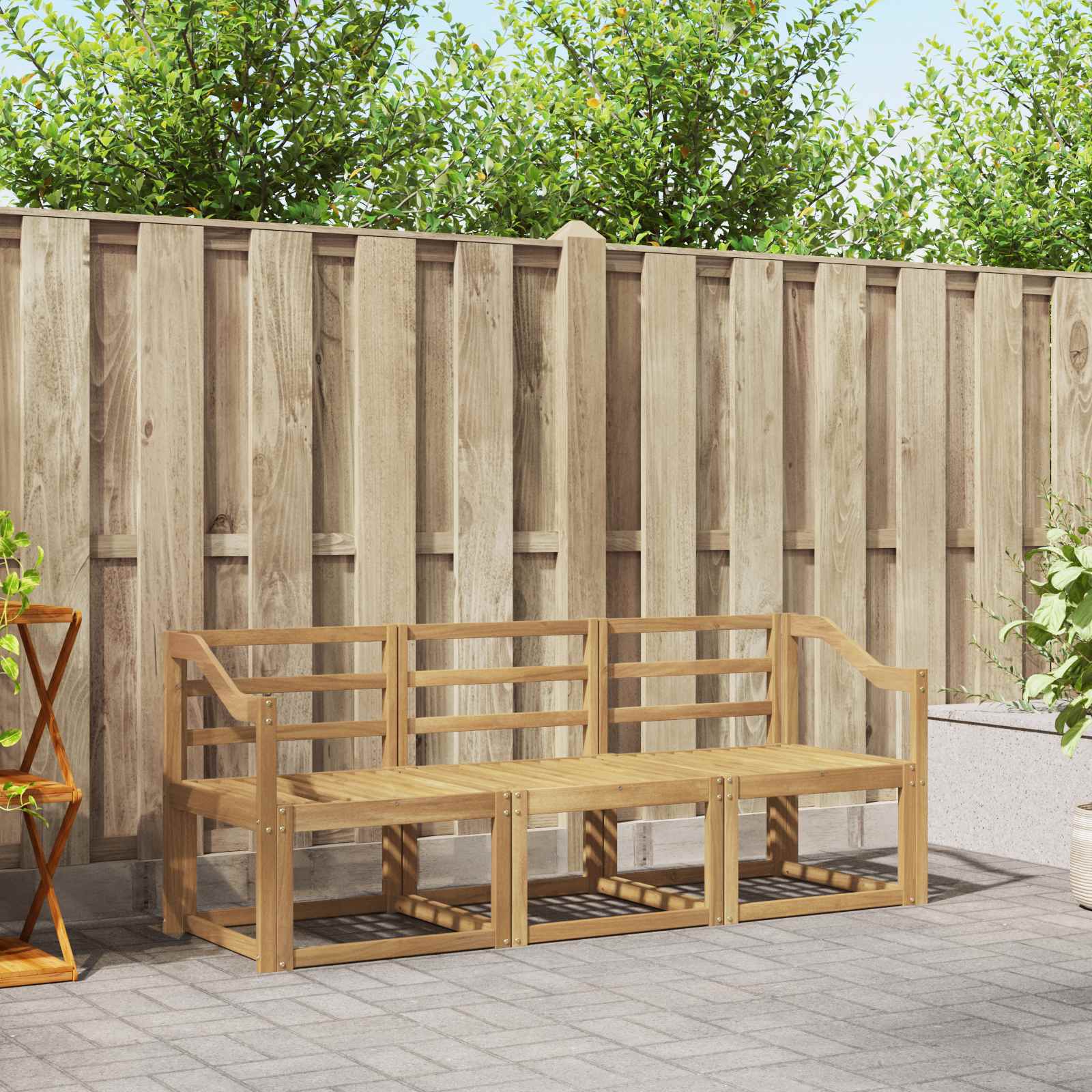 vidaXL Buiten bankenset 3 pcs Naturel Massief Acaciahout