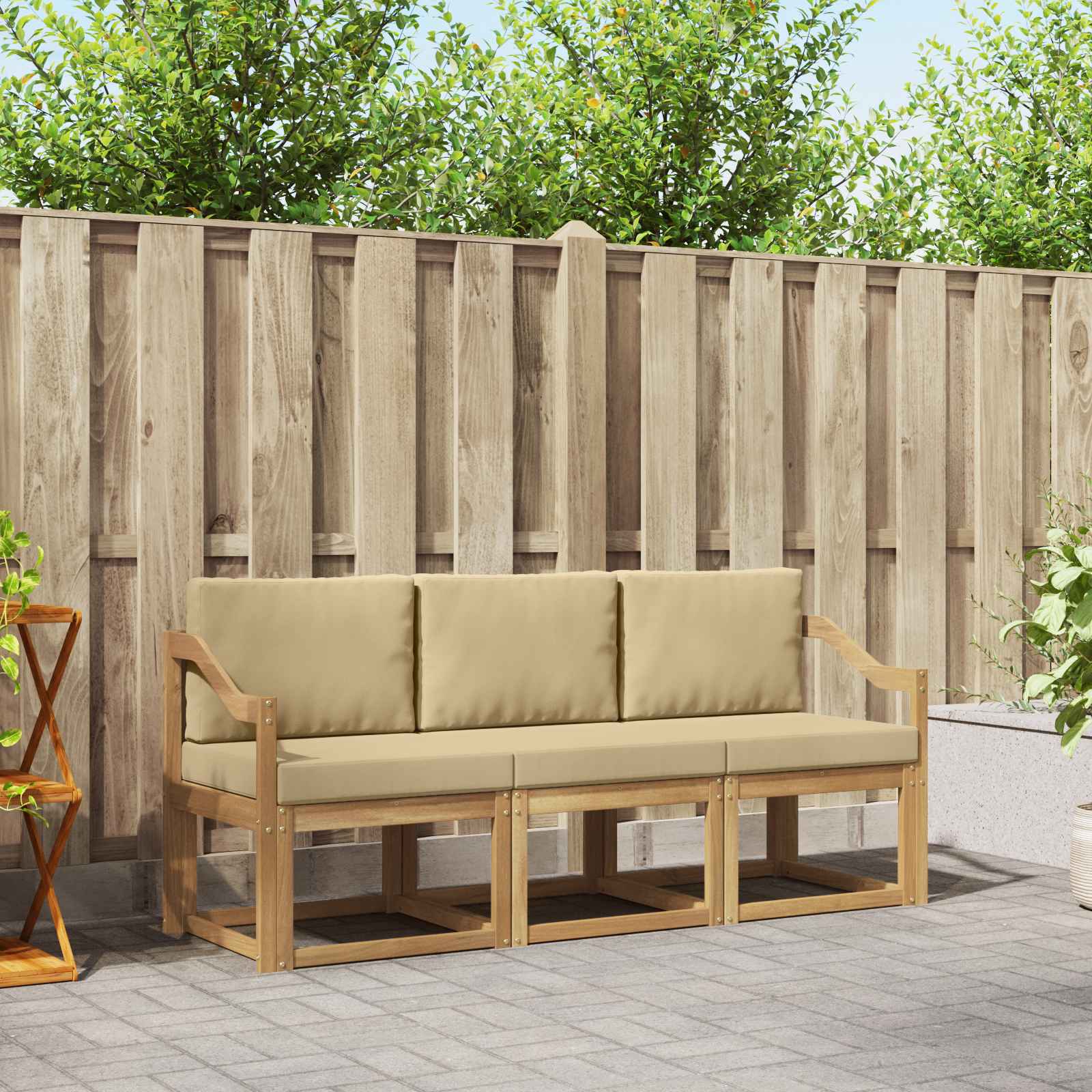 vidaXL Buiten bankenset 3 pcs Naturel Massief Acaciahout