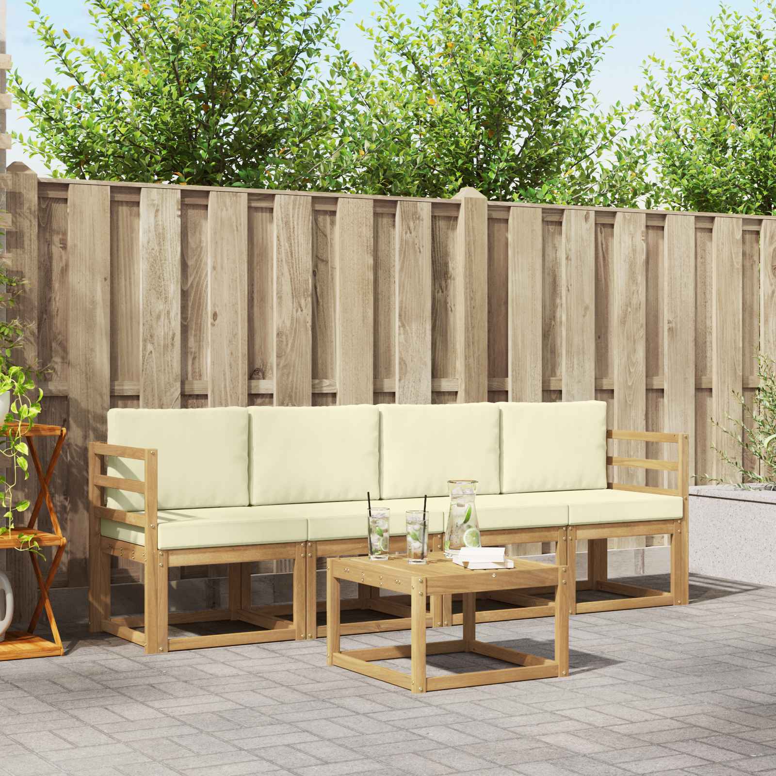 vidaXL Buiten bankenset 5 pcs Naturel Massief Acaciahout