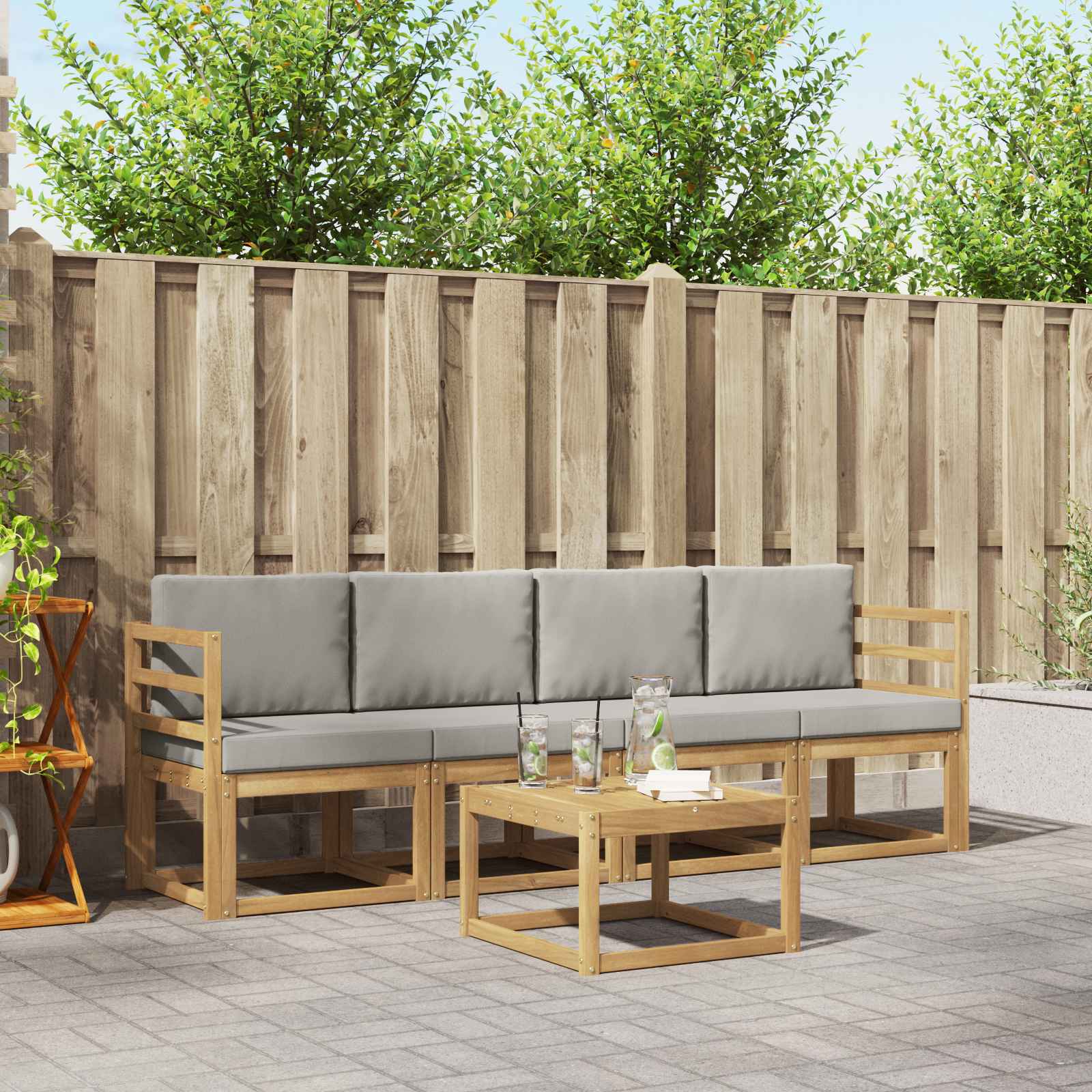 vidaXL Buiten bankenset 5 pcs Naturel Massief Acaciahout