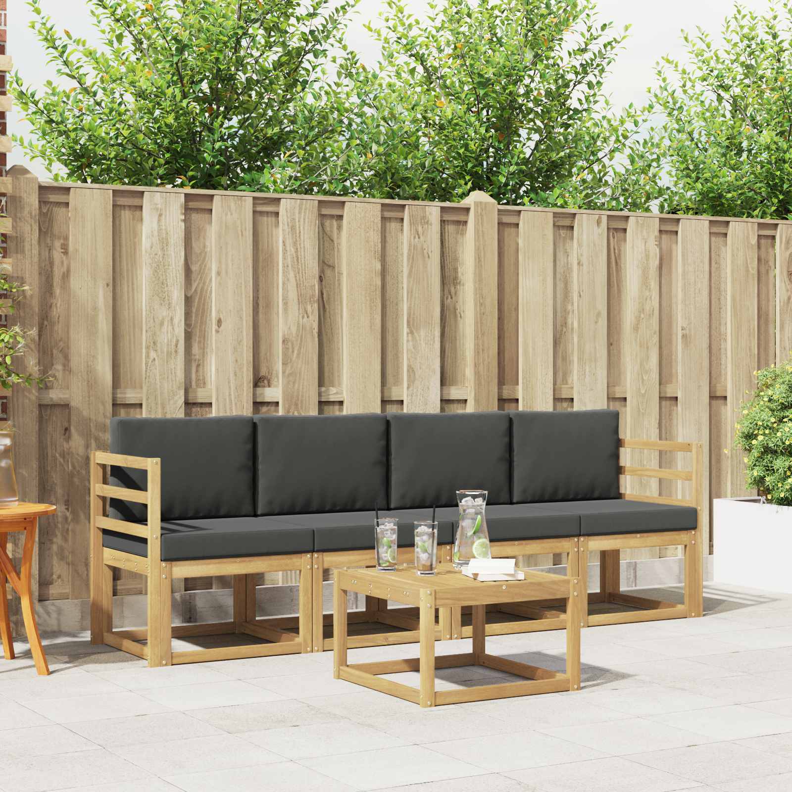 vidaXL Buiten bankenset 5 pcs Naturel Massief Acaciahout