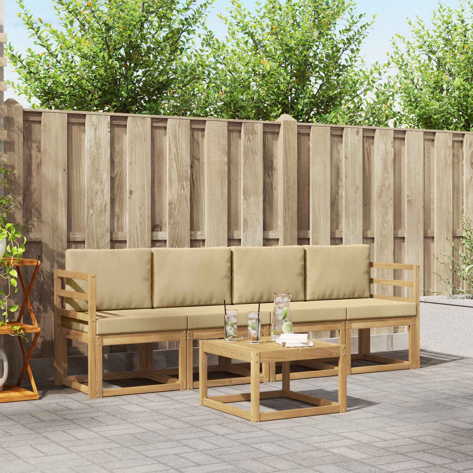 vidaXL Buiten bankenset 5 pcs Naturel Massief Acaciahout