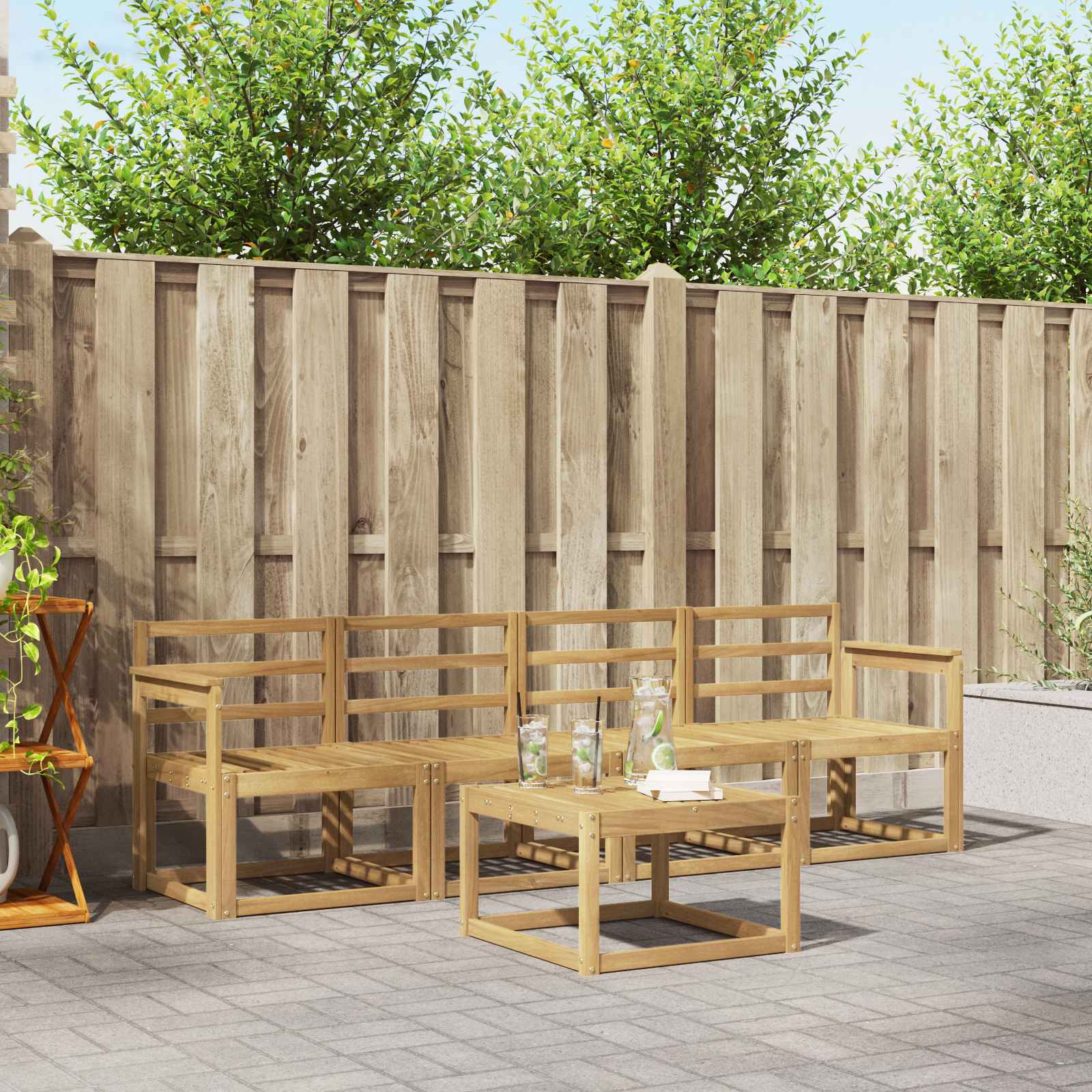 vidaXL Buiten bankenset 5 pcs Naturel Massief Acaciahout