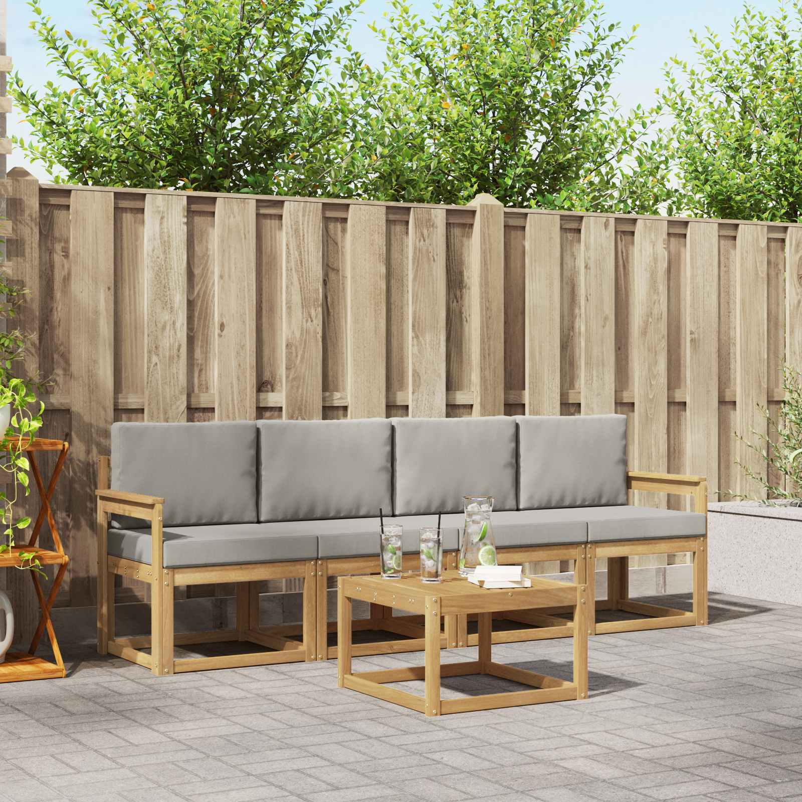 vidaXL Buiten bankenset 5 pcs Naturel Massief Acaciahout