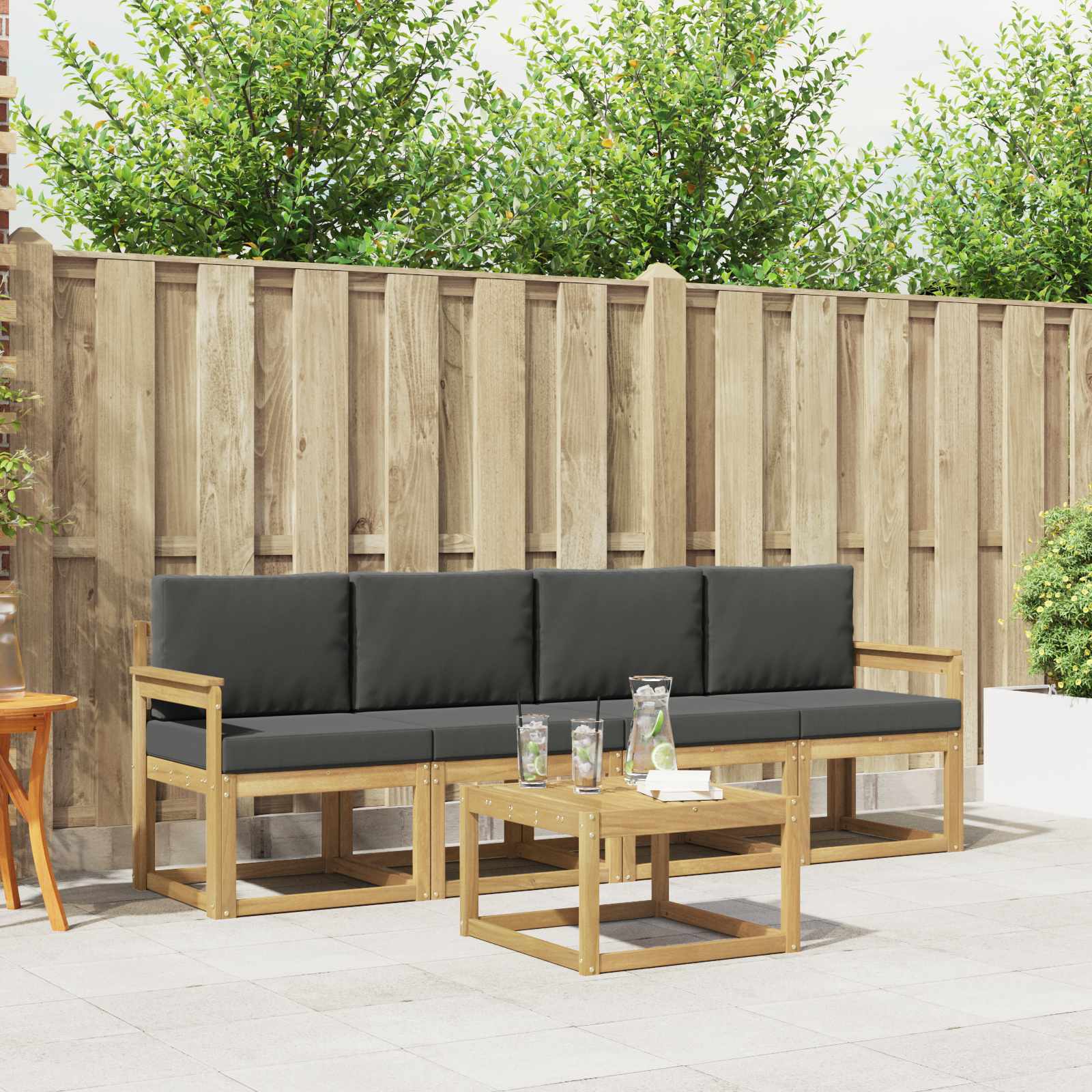 vidaXL Buiten bankenset 5 pcs Naturel Massief Acaciahout