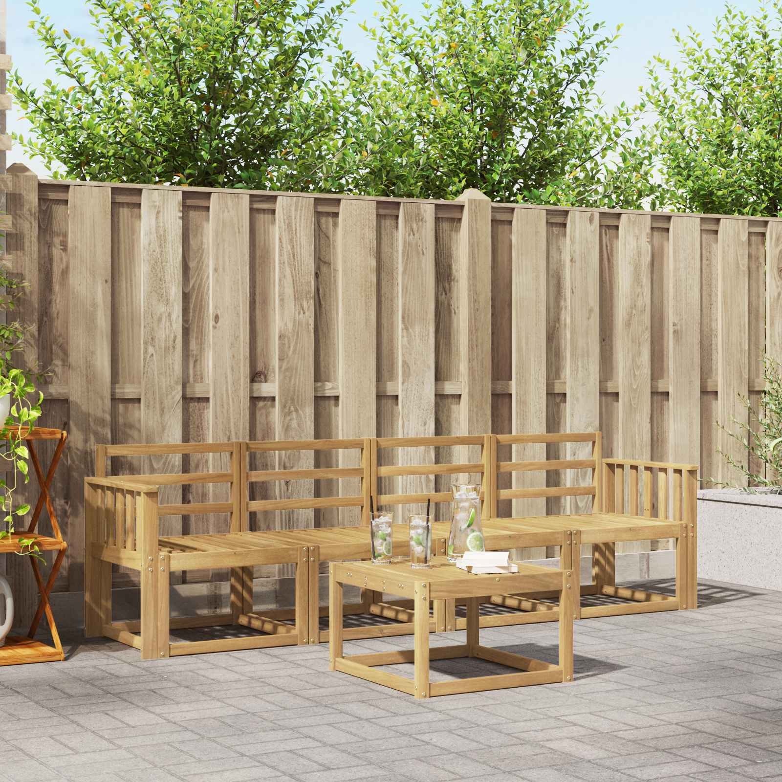 vidaXL Buiten bankenset 5 pcs Naturel Massief Acaciahout