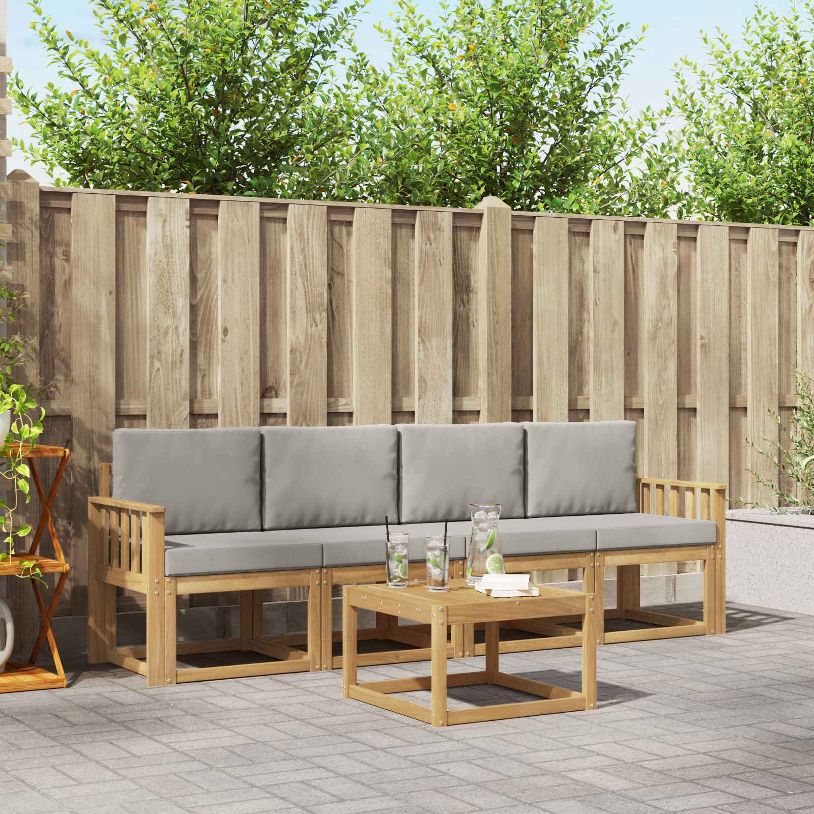vidaXL Buiten bankenset 5 pcs Naturel Massief Acaciahout