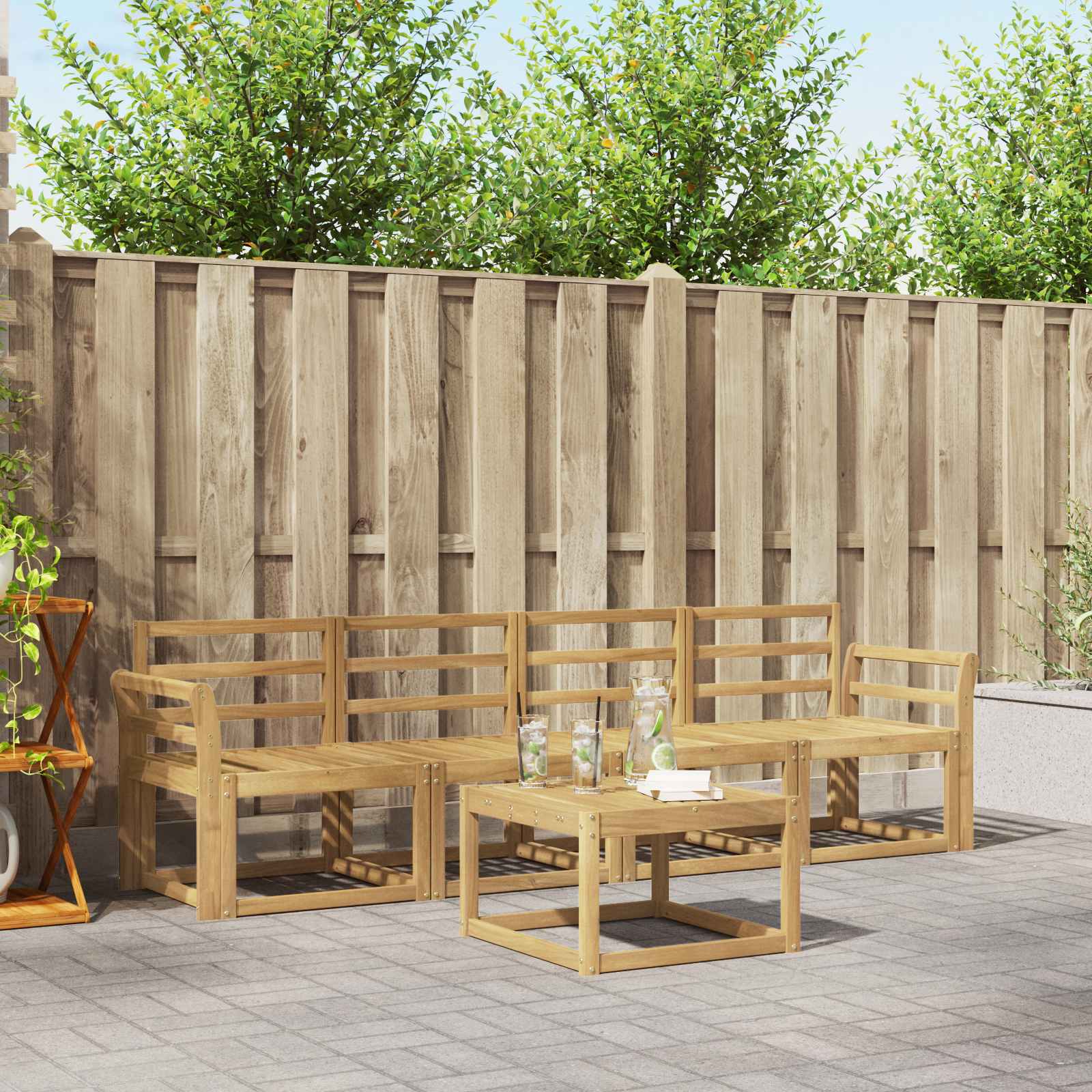 vidaXL Buiten bankenset 5 pcs Naturel Massief Acaciahout