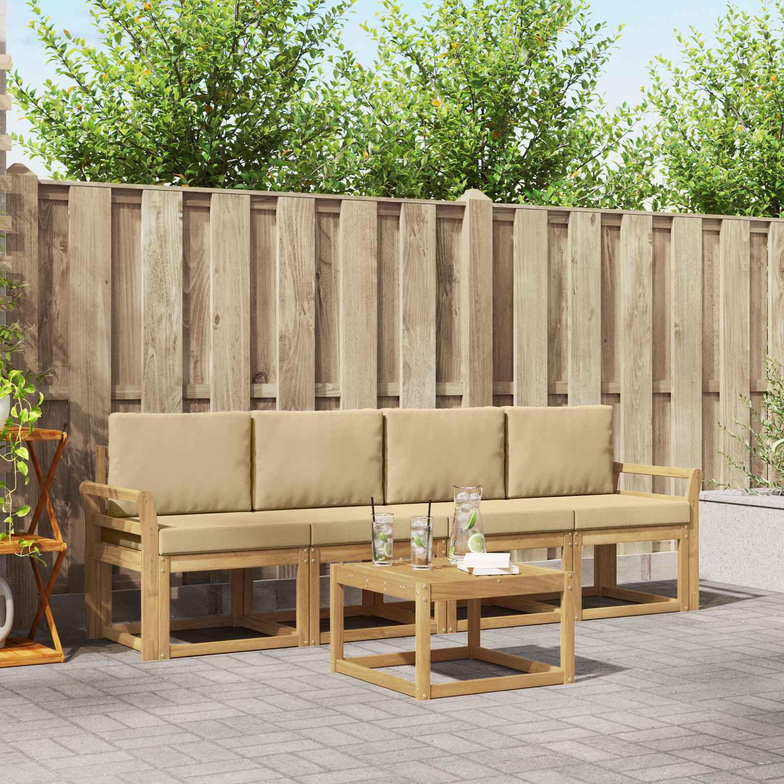 vidaXL Buiten bankenset 5 pcs Naturel Massief Acaciahout
