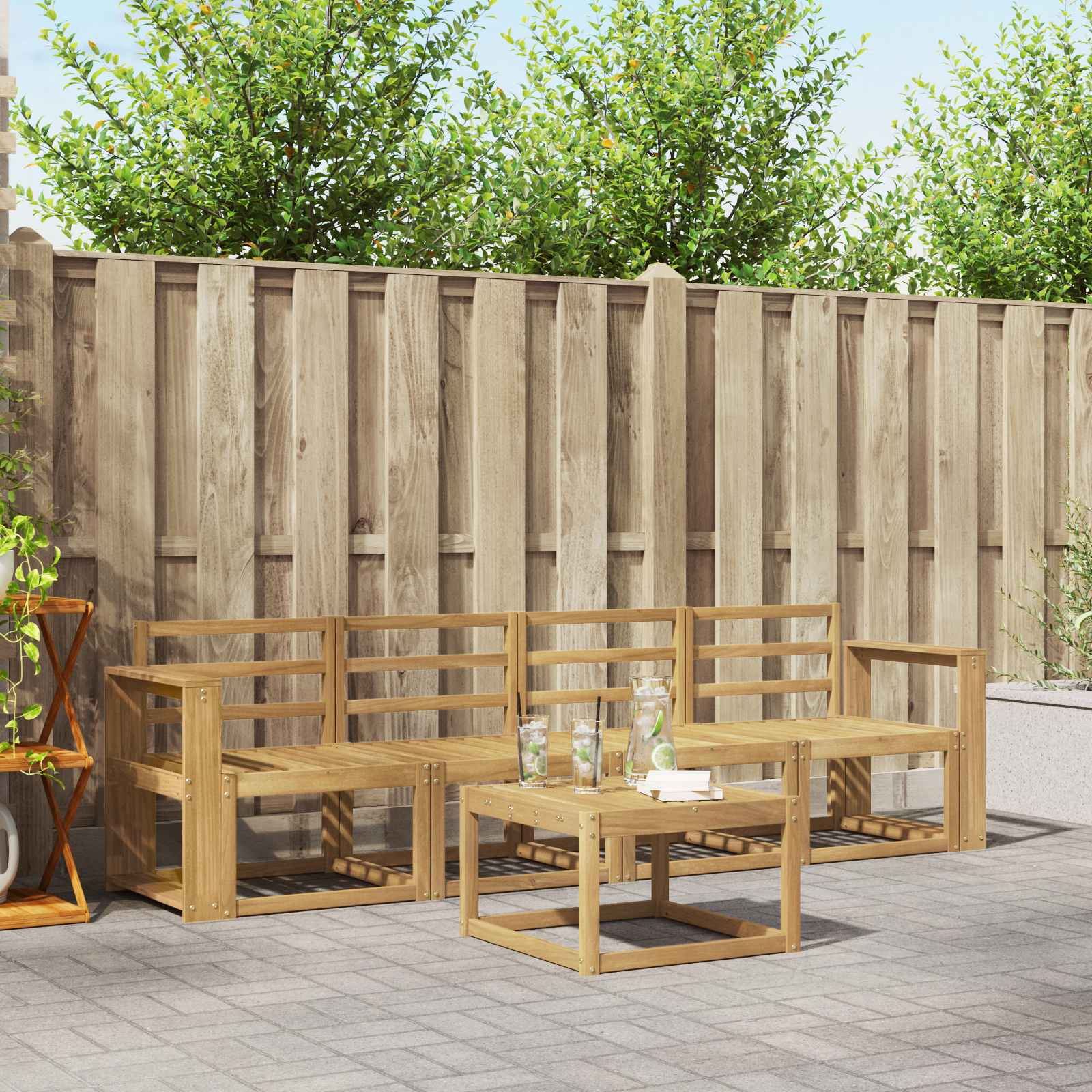 vidaXL Buiten bankenset 5 pcs Naturel Massief Acaciahout