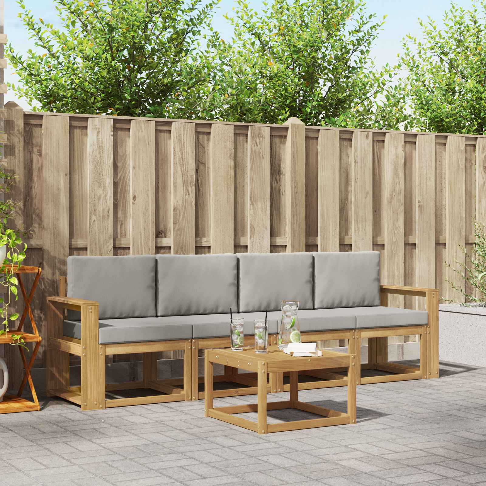vidaXL Buiten bankenset 5 pcs Naturel Massief Acaciahout