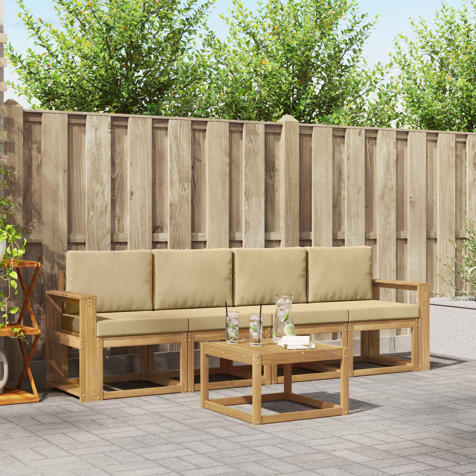 vidaXL Buiten bankenset 5 pcs Naturel Massief Acaciahout