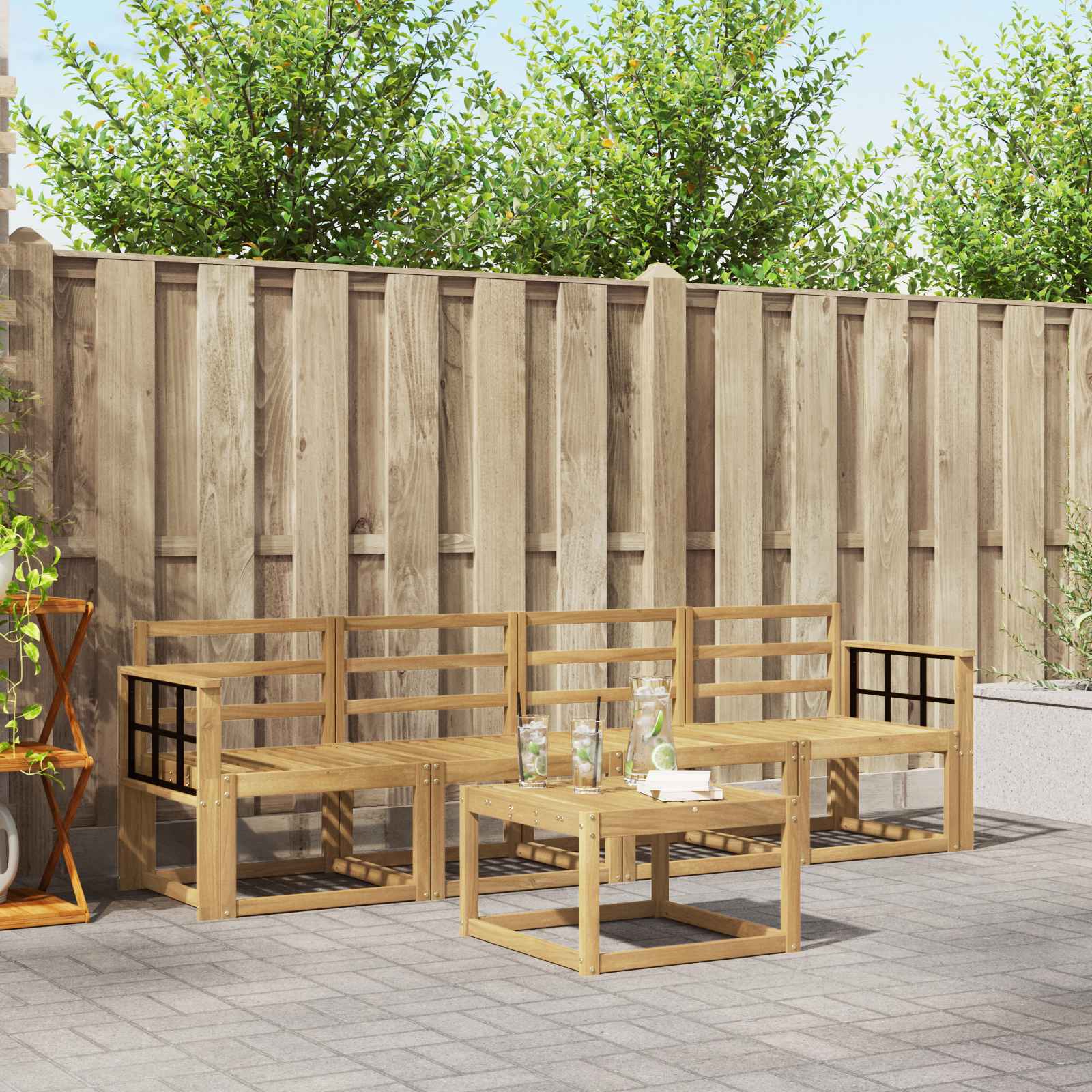 vidaXL Buiten bankenset 5 pcs Naturel Massief Acaciahout