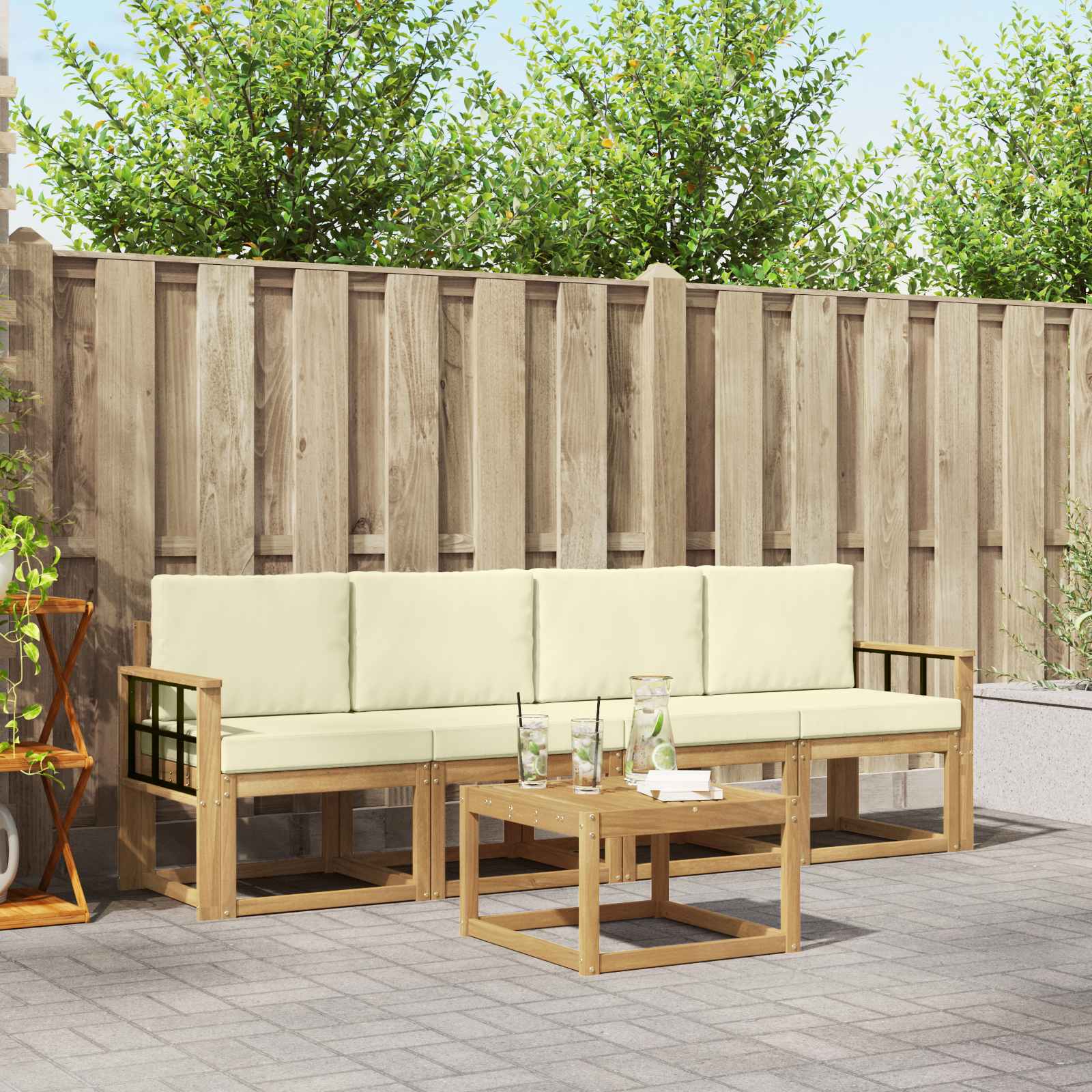 vidaXL Buiten bankenset 5 pcs Naturel Massief Acaciahout