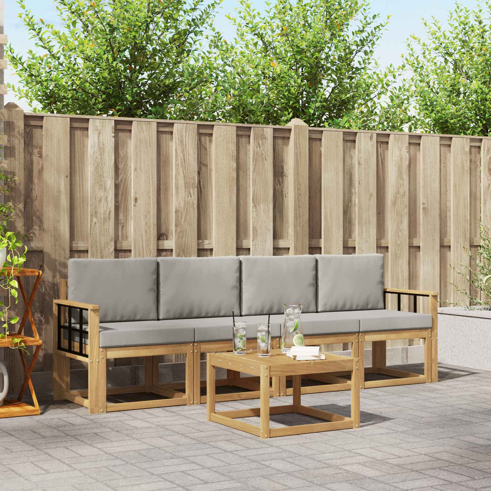 vidaXL Buiten bankenset 5 pcs Naturel Massief Acaciahout