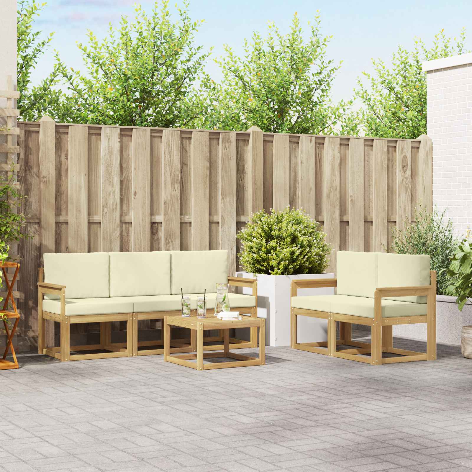 vidaXL Buiten bankenset 6 pcs Naturel Massief Acaciahout