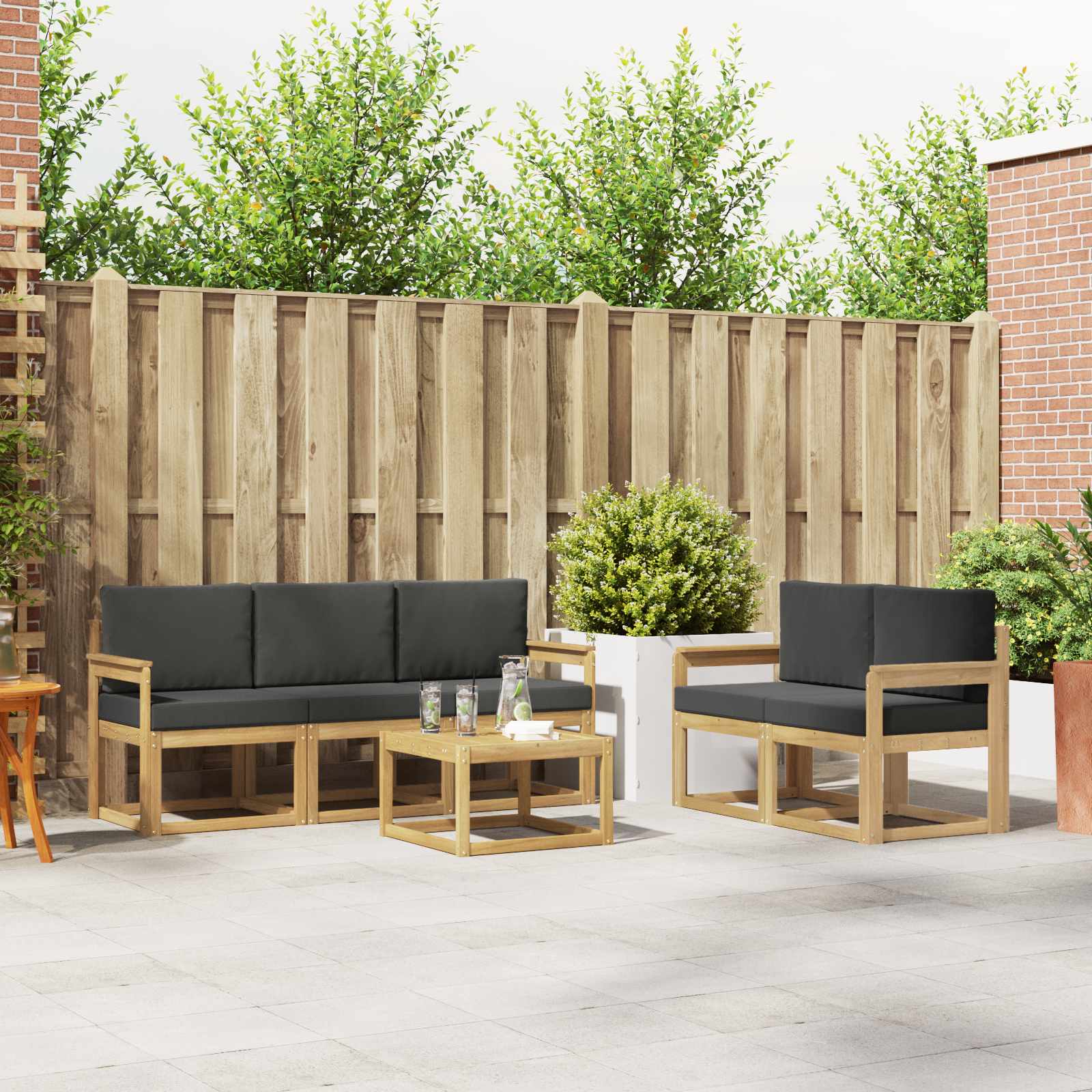 vidaXL Buiten bankenset 6 pcs Naturel Massief Acaciahout