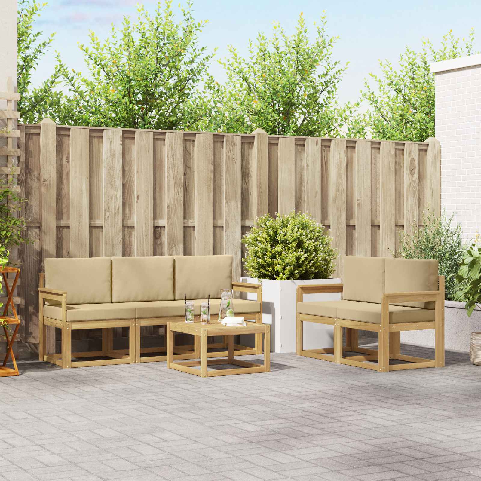 vidaXL Buiten bankenset 6 pcs Naturel Massief Acaciahout