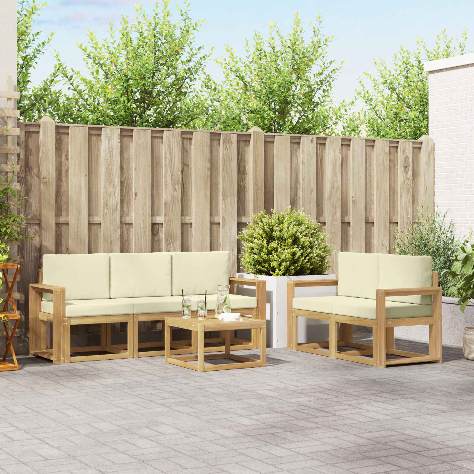 vidaXL Buiten bankenset 6 pcs Naturel Massief Acaciahout