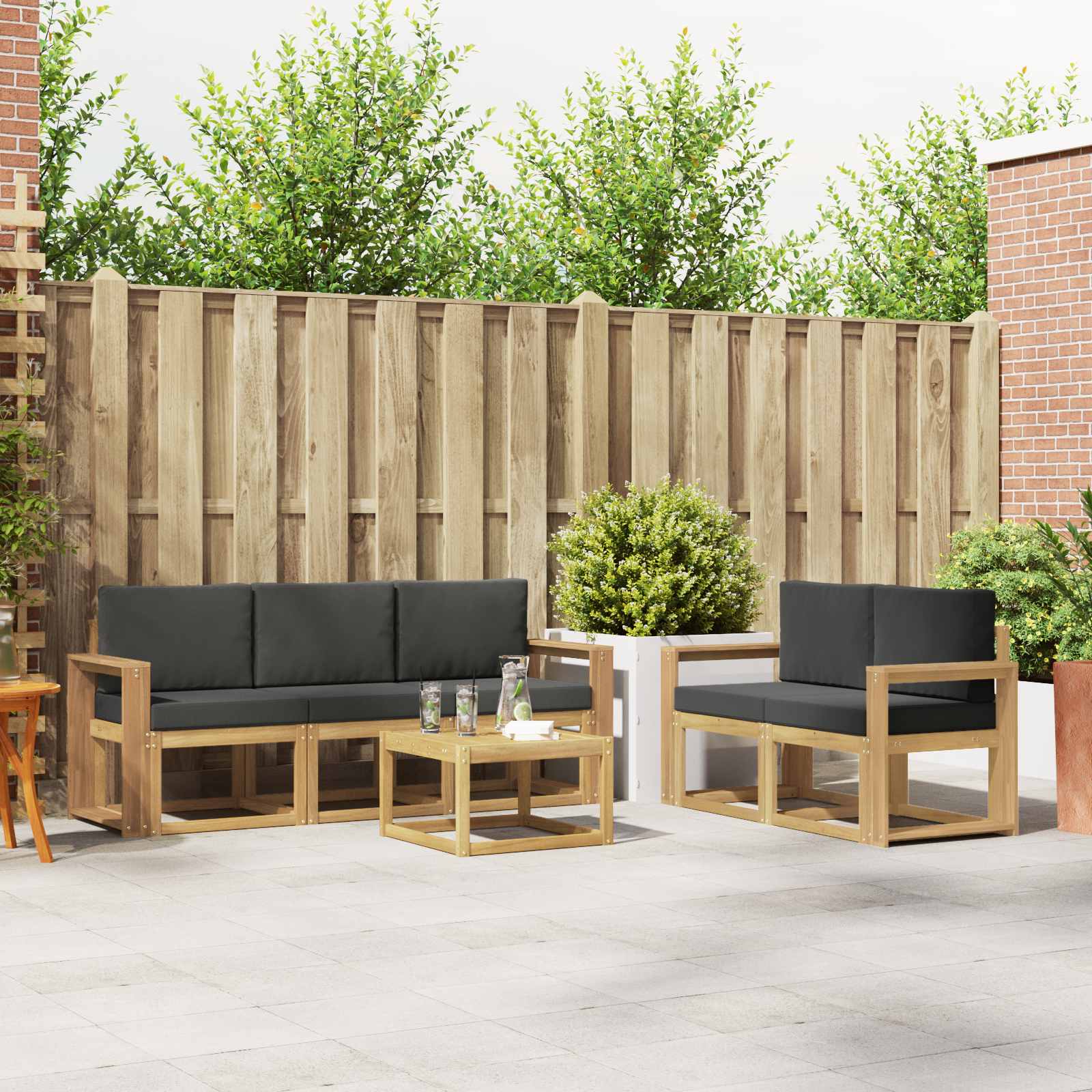 vidaXL Buiten bankenset 6 pcs Naturel Massief Acaciahout