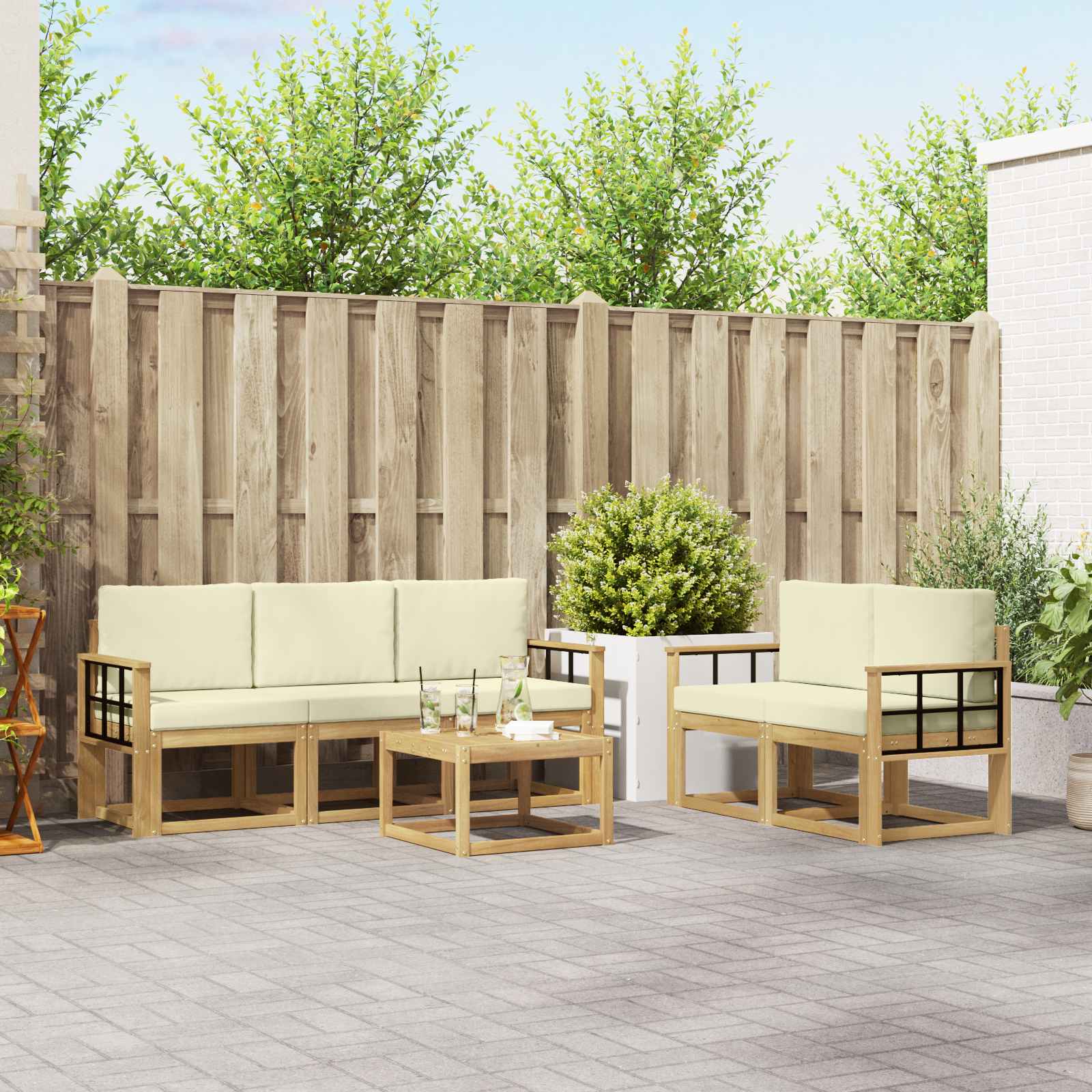 vidaXL Buiten bankenset 6 pcs Naturel Massief Acaciahout