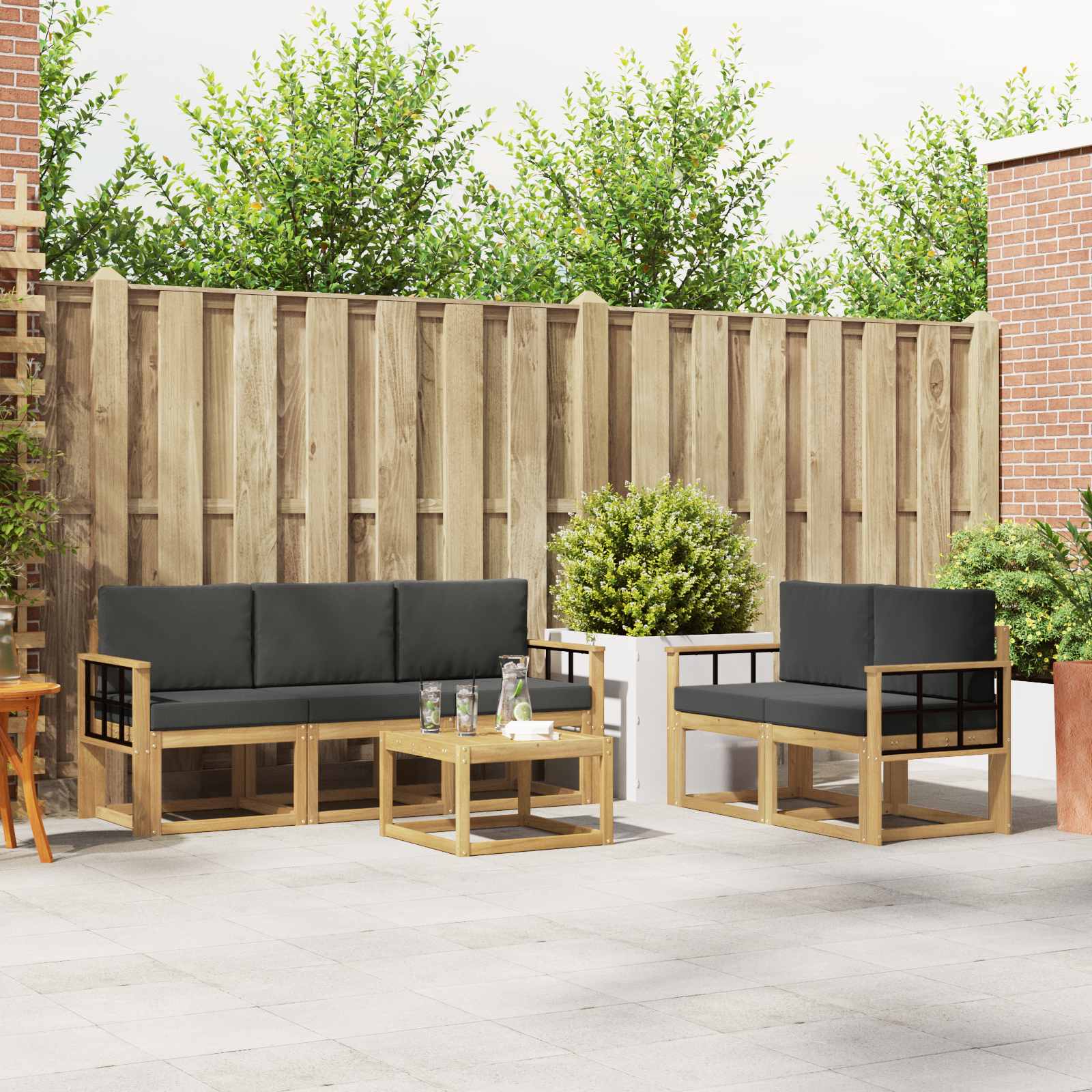 vidaXL Buiten bankenset 6 pcs Naturel Massief Acaciahout