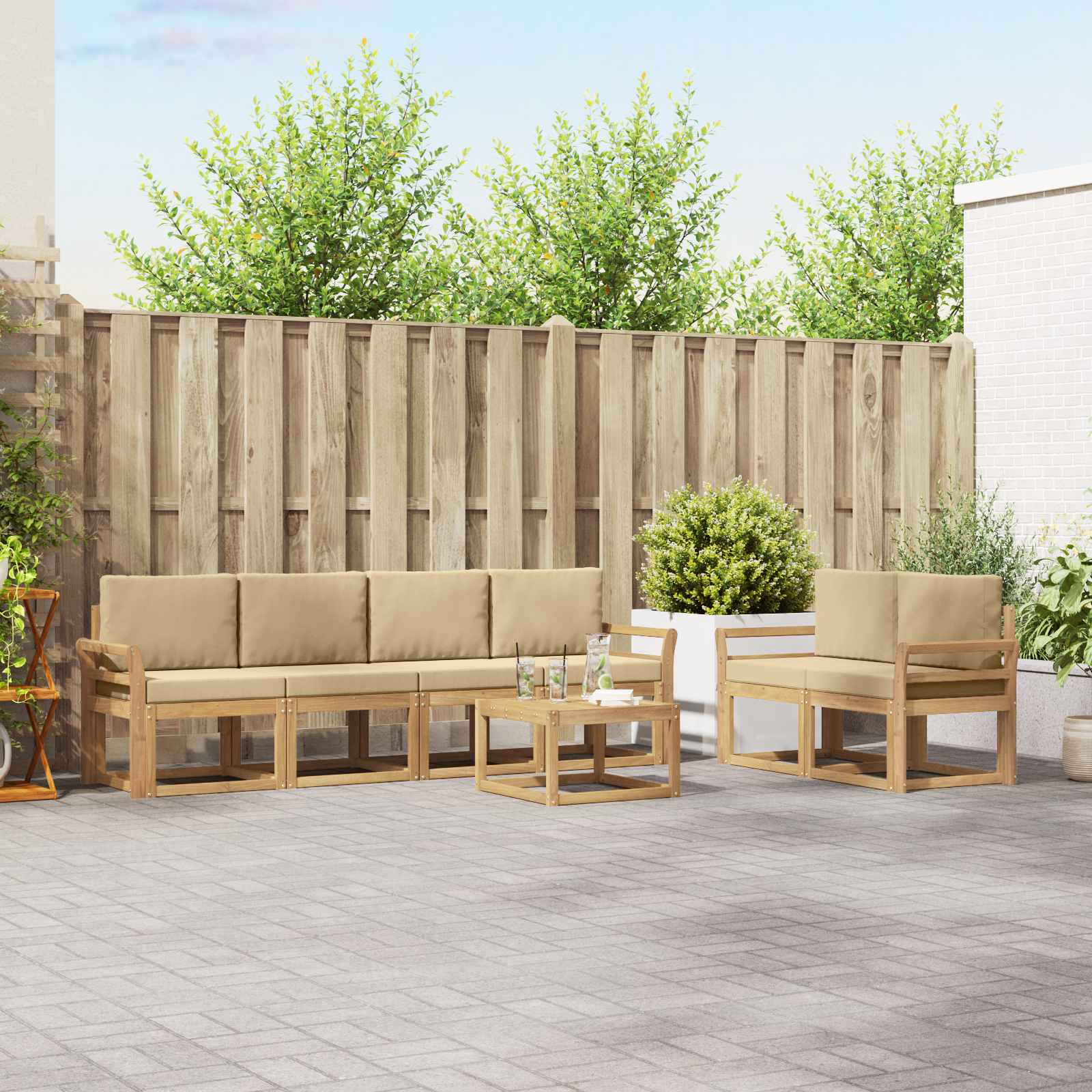 vidaXL Buiten bankenset 7 pcs Naturel Massief Acaciahout