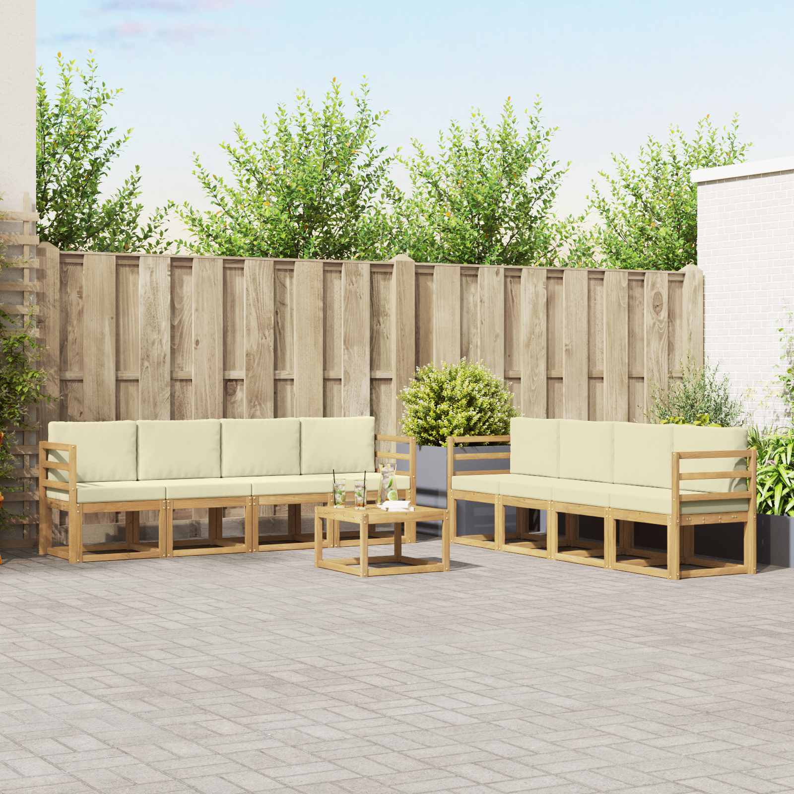 vidaXL Buiten bankenset 9 pcs Naturel Massief Acaciahout
