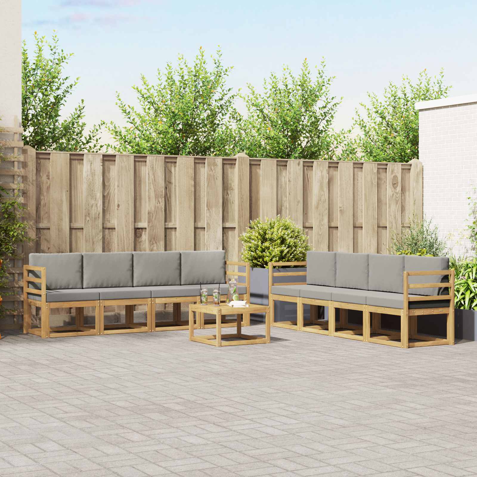 vidaXL Buiten bankenset 9 pcs Naturel Massief Acaciahout