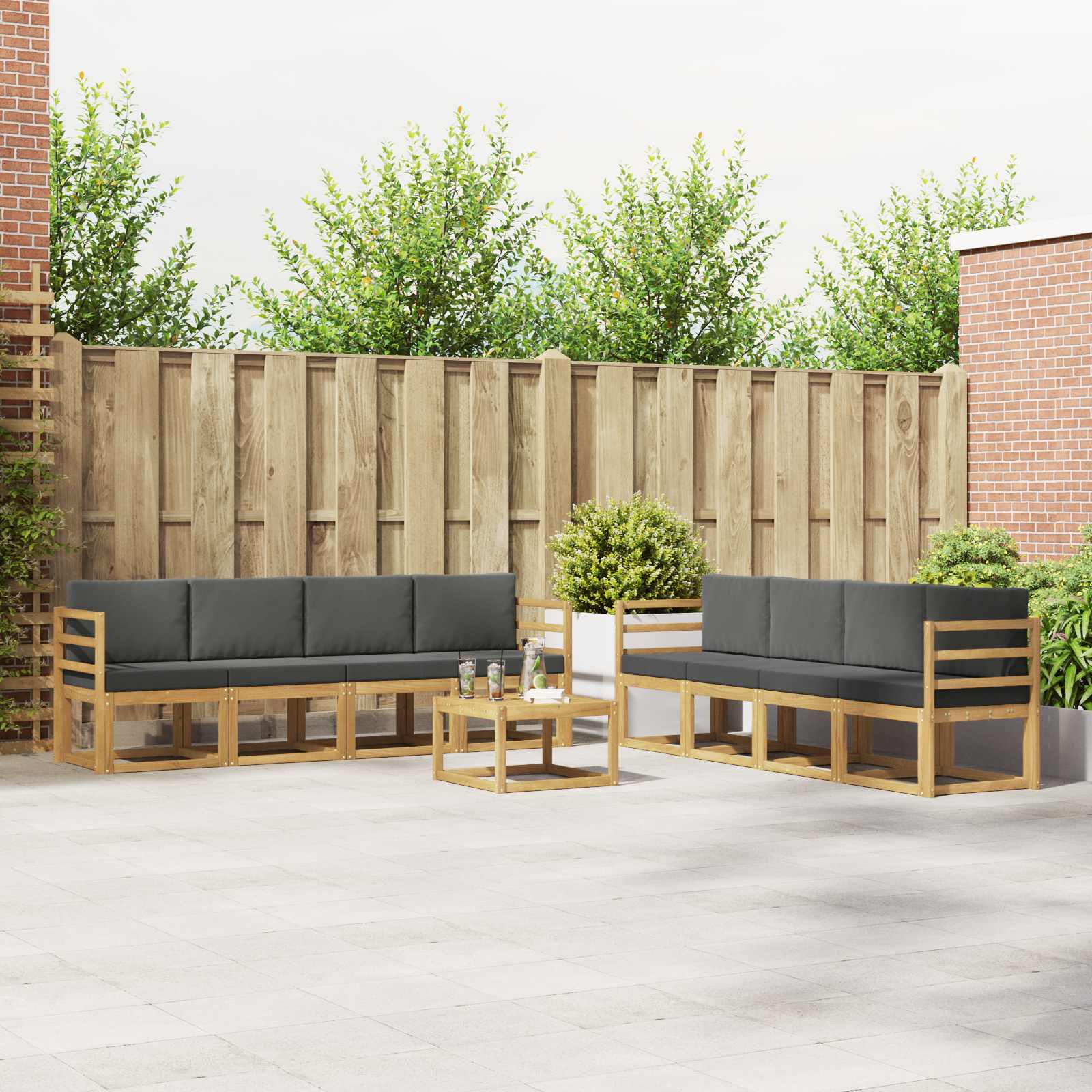 vidaXL Buiten bankenset 9 pcs Naturel Massief Acaciahout