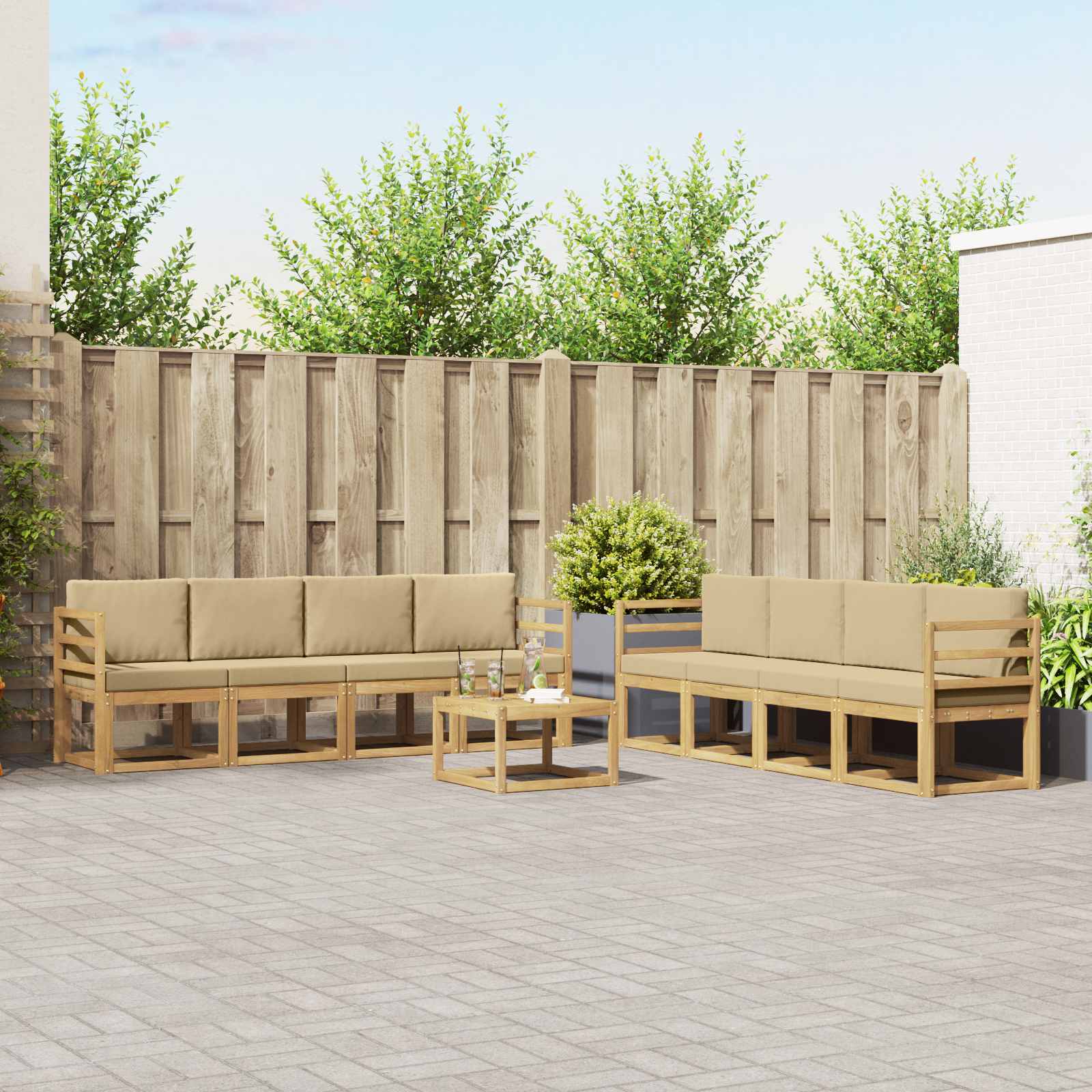vidaXL Buiten bankenset 9 pcs Naturel Massief Acaciahout