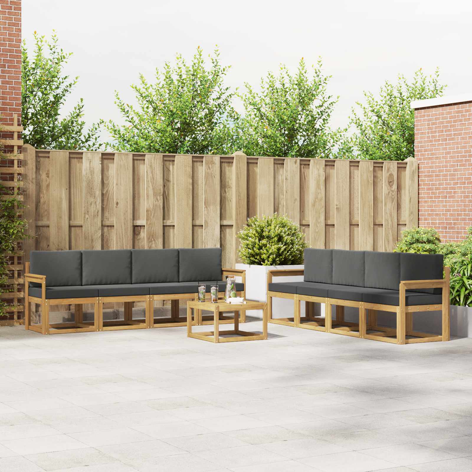vidaXL Buiten bankenset 9 pcs Naturel Massief Acaciahout