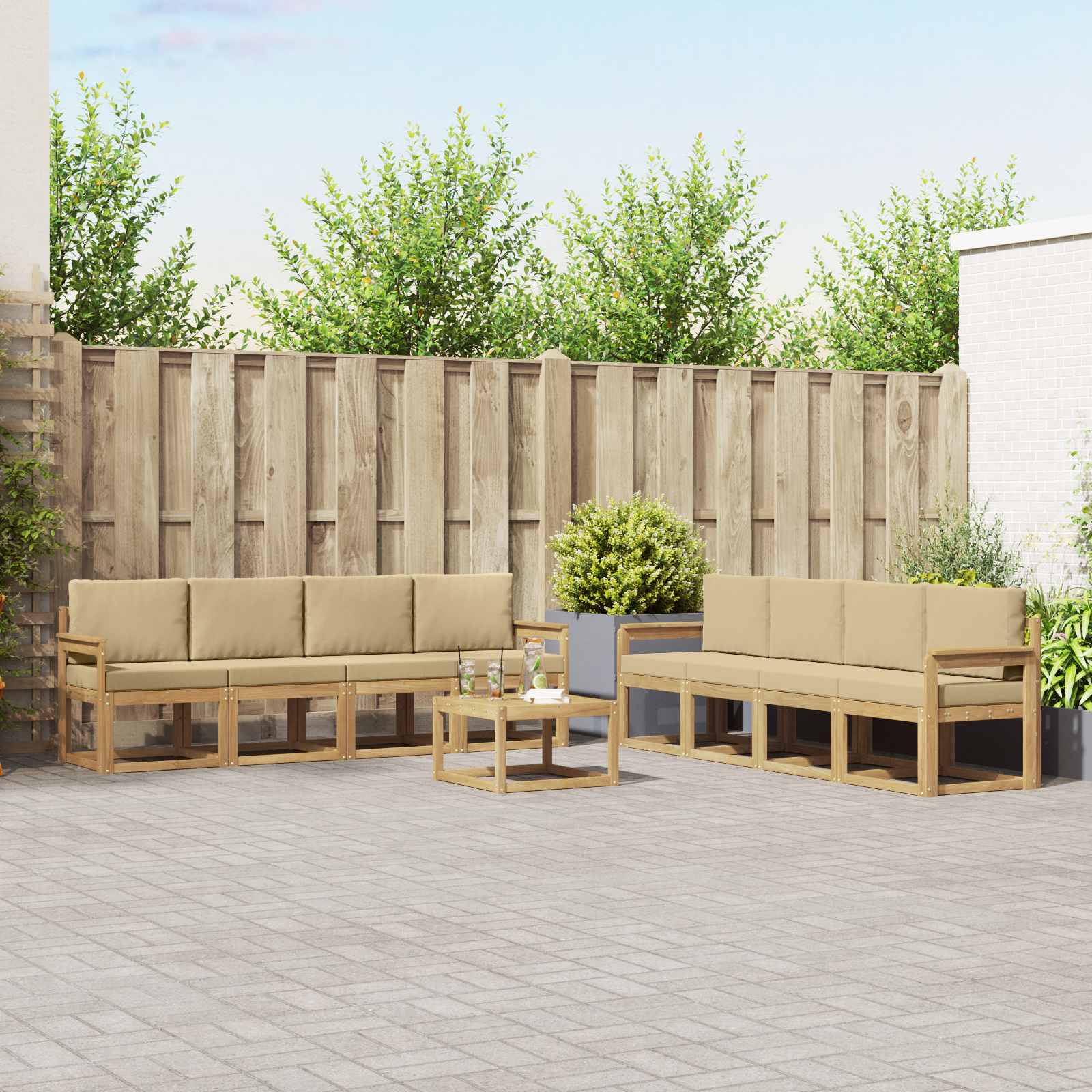 vidaXL Buiten bankenset 9 pcs Naturel Massief Acaciahout