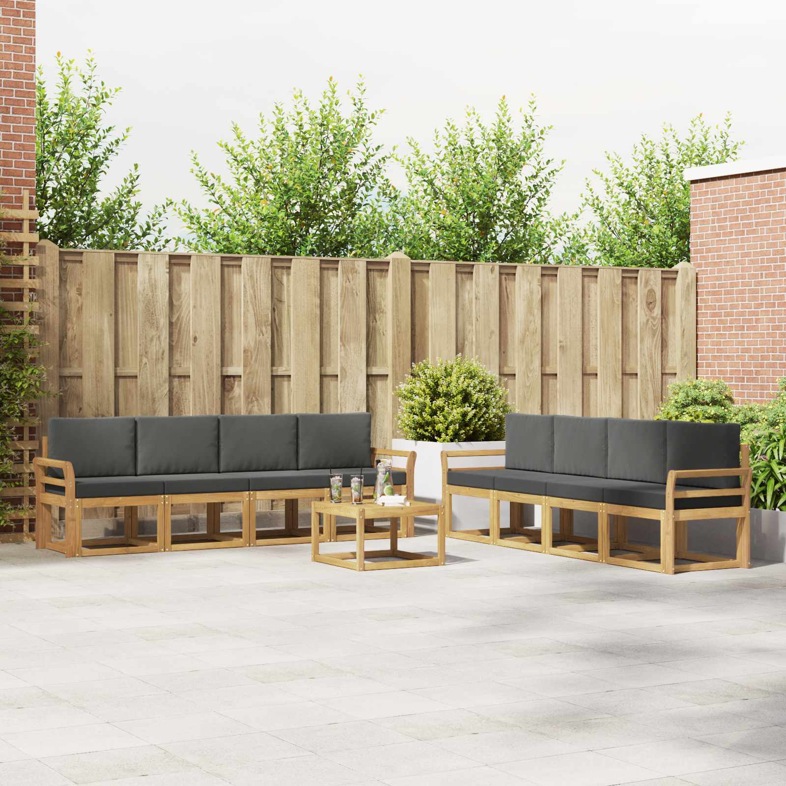 vidaXL Buiten bankenset 9 pcs Naturel Massief Acaciahout