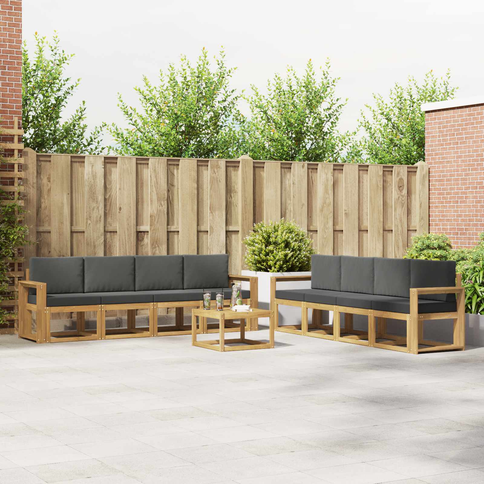 vidaXL Buiten bankenset 9 pcs Naturel Massief Acaciahout