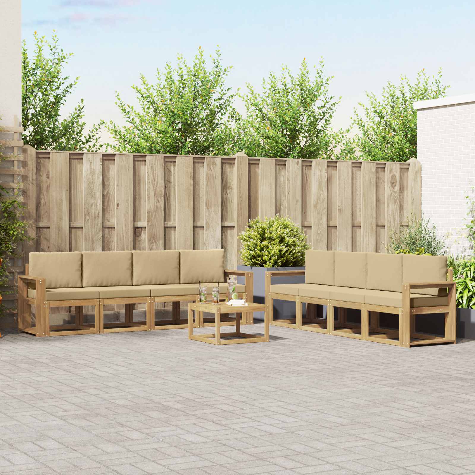vidaXL Buiten bankenset 9 pcs Naturel Massief Acaciahout