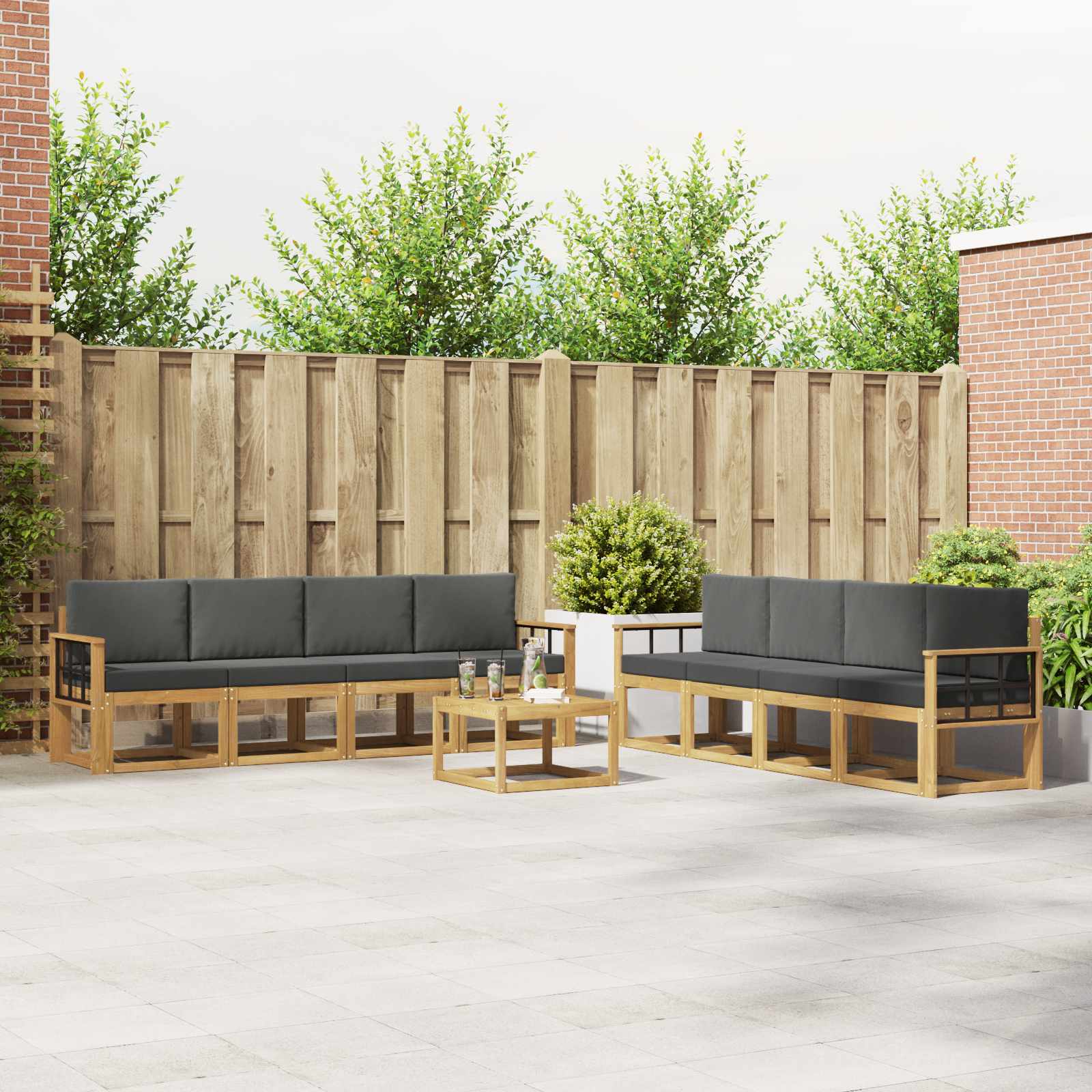 vidaXL Buiten bankenset 9 pcs Naturel Massief Acaciahout