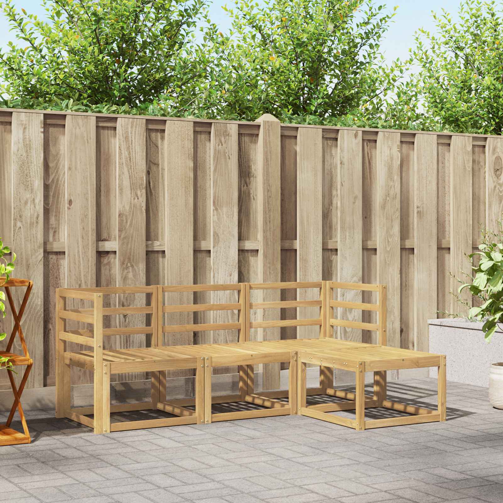 vidaXL Buiten bankenset 4 pcs Naturel