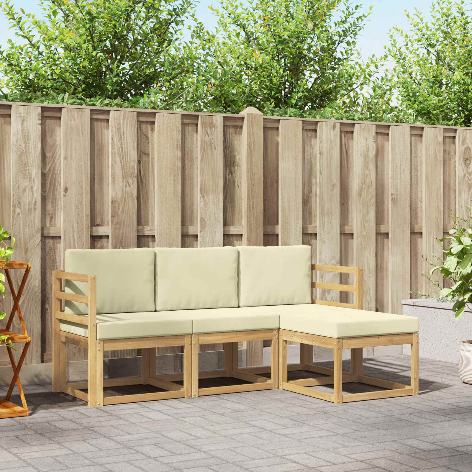 vidaXL Buiten bankenset 4 pcs Naturel