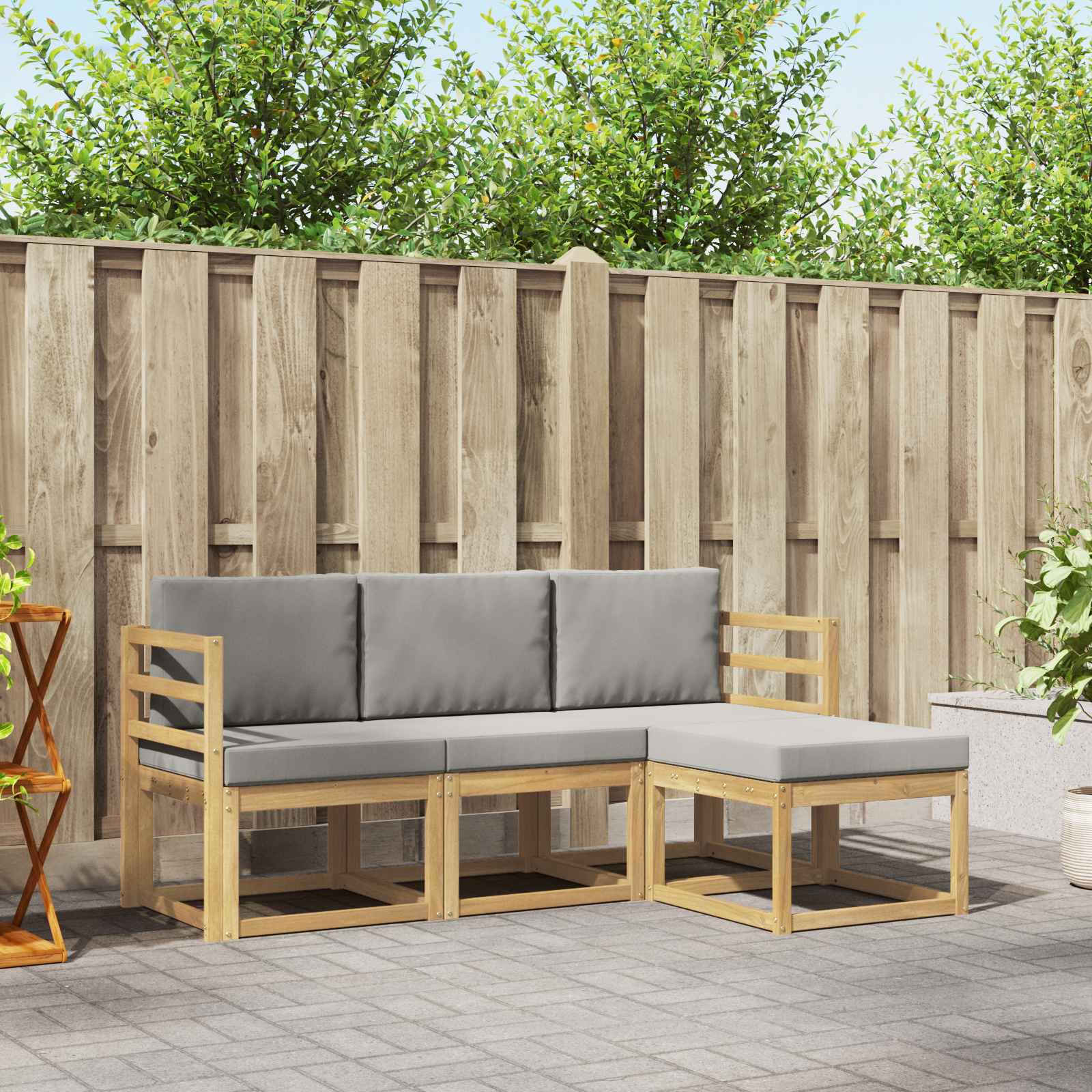 vidaXL Buiten bankenset 4 pcs Naturel