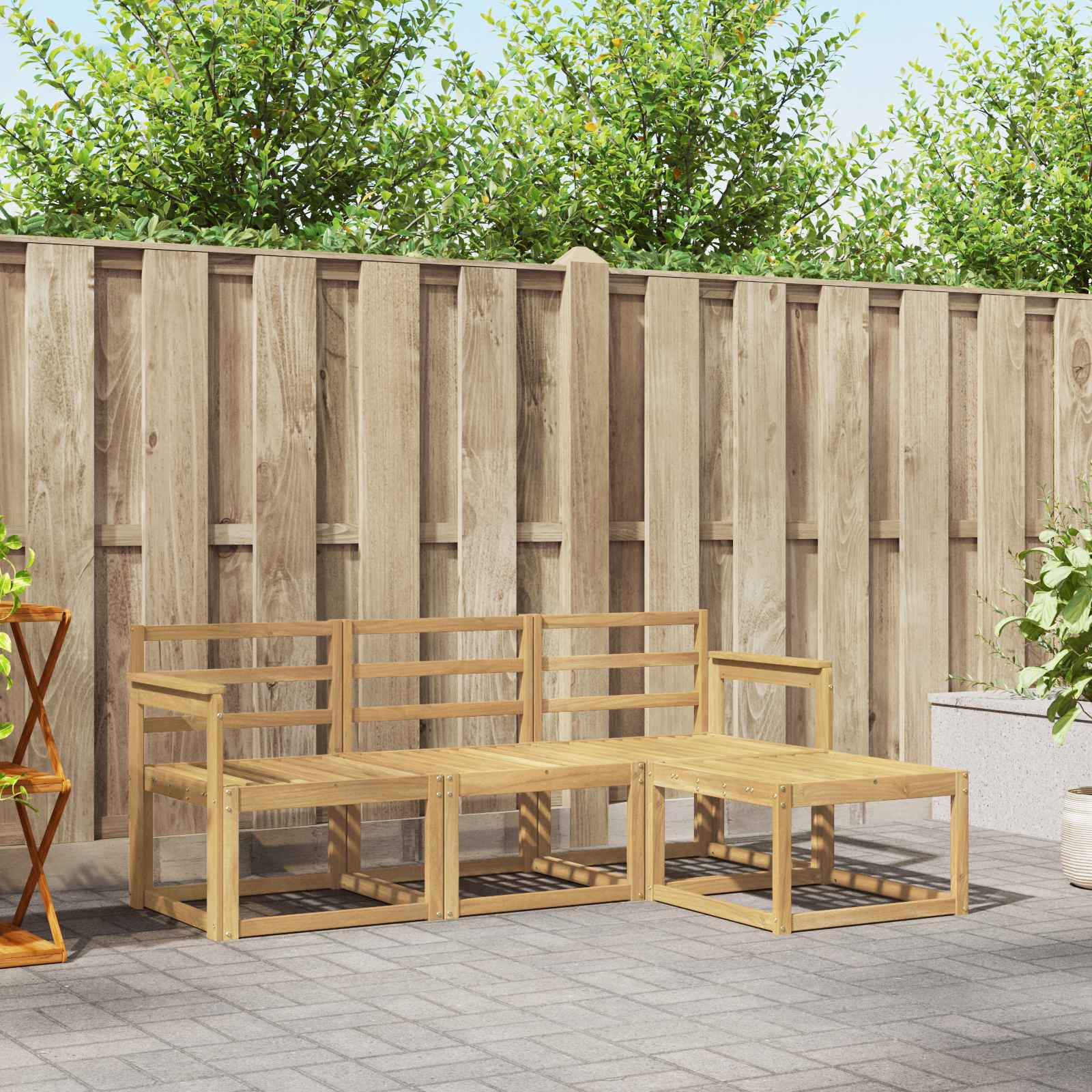 vidaXL Buiten bankenset 4 pcs Naturel