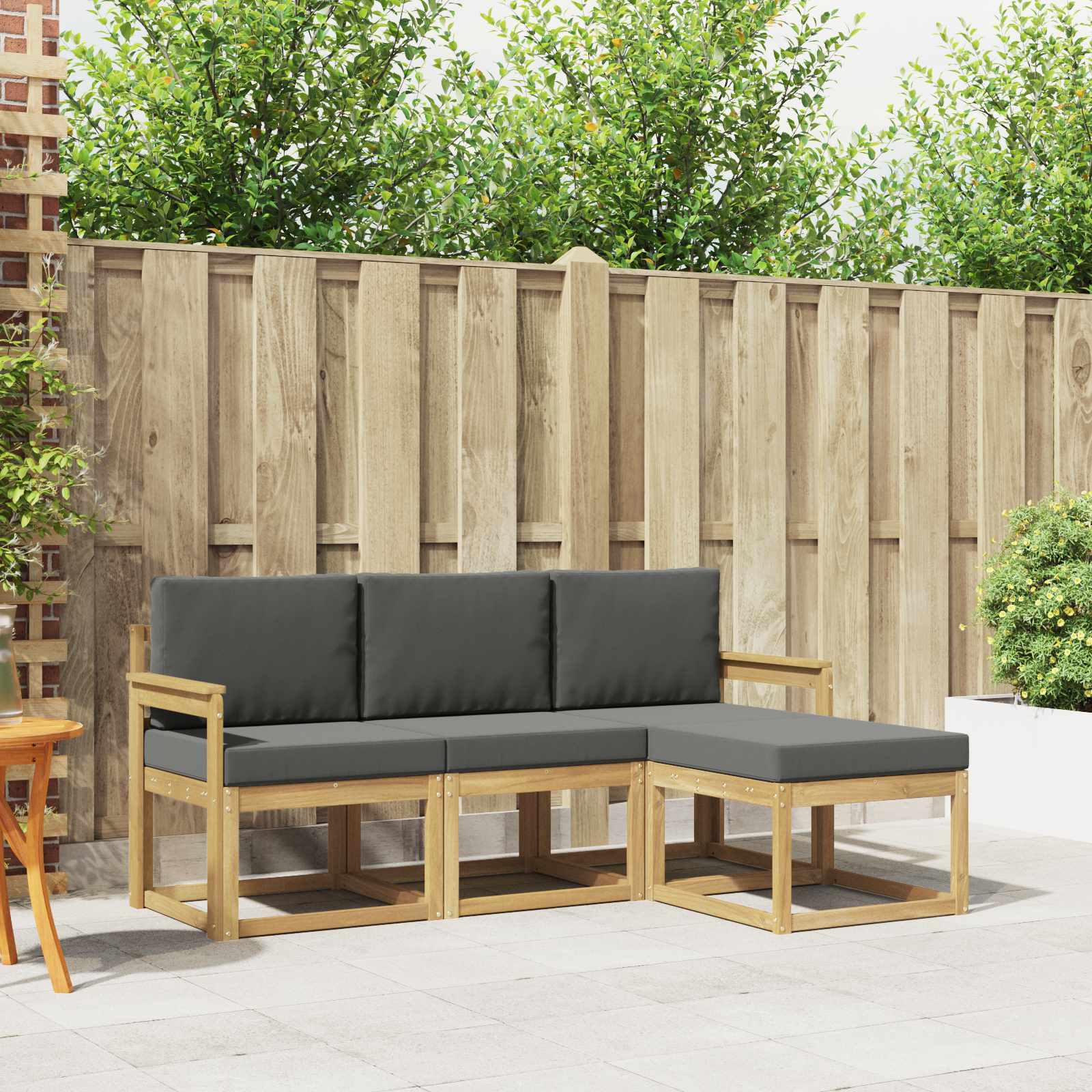 vidaXL Buiten bankenset 4 pcs Naturel