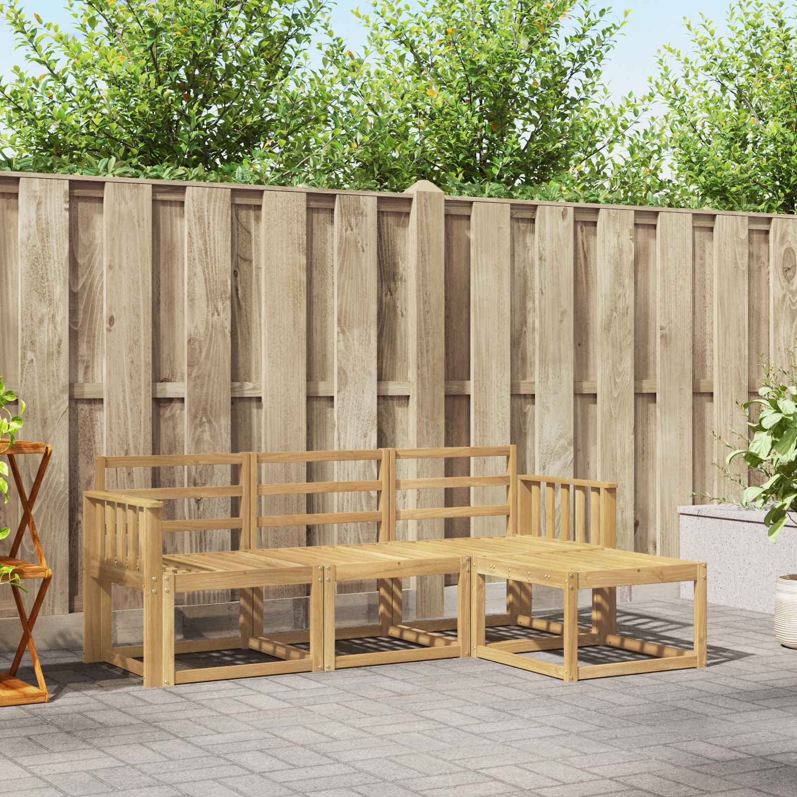vidaXL Buiten bankenset 4 pcs Naturel