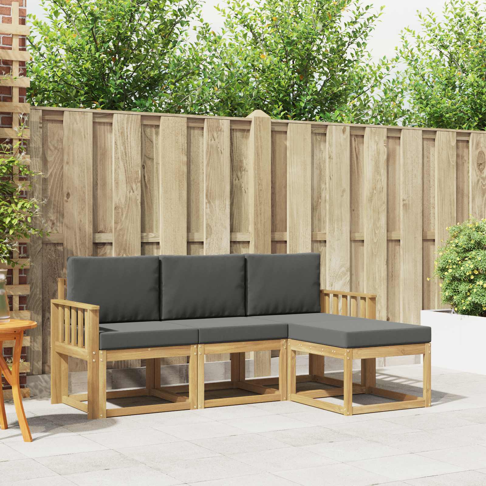 vidaXL Buiten bankenset 4 pcs Naturel