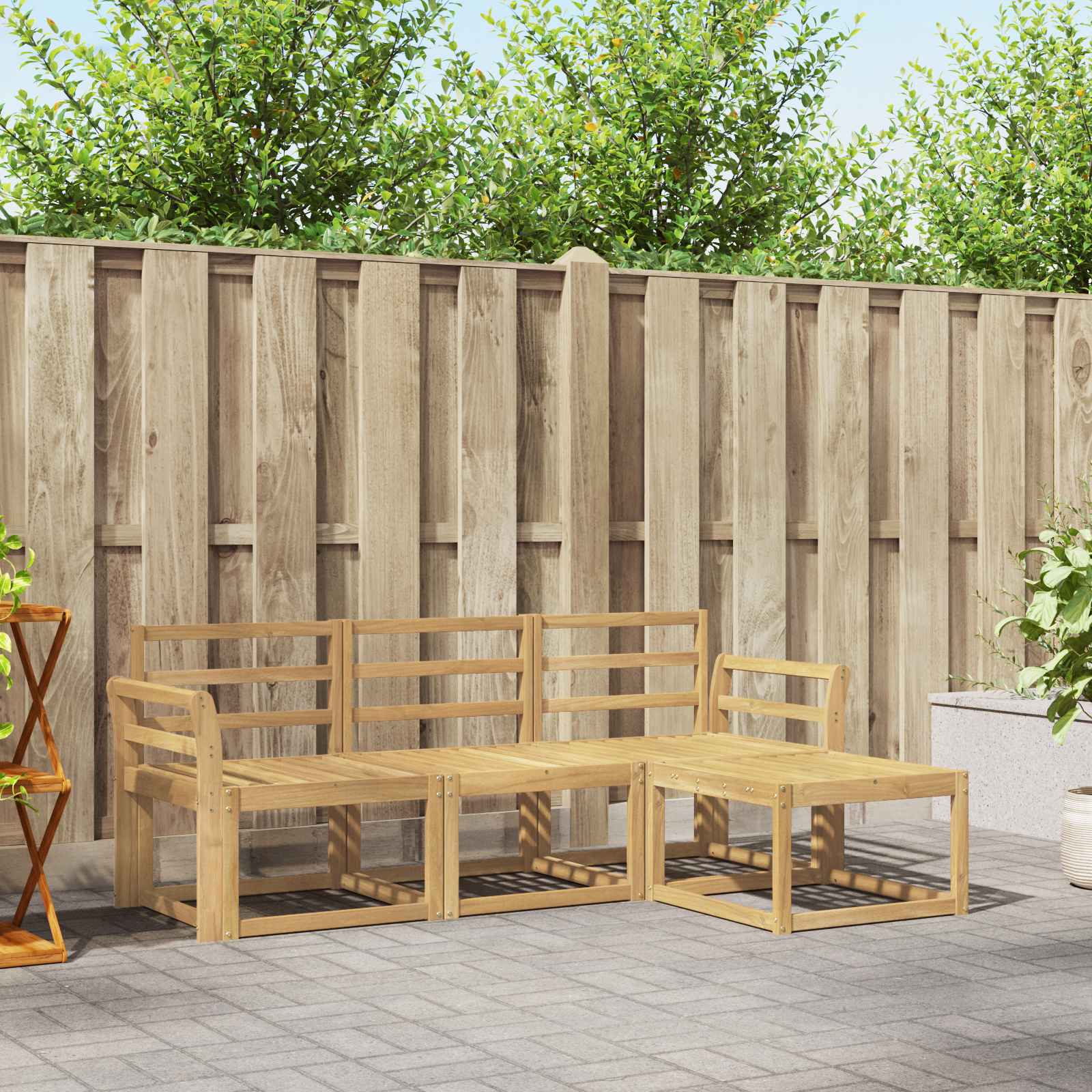 vidaXL Buiten bankenset 4 pcs Naturel