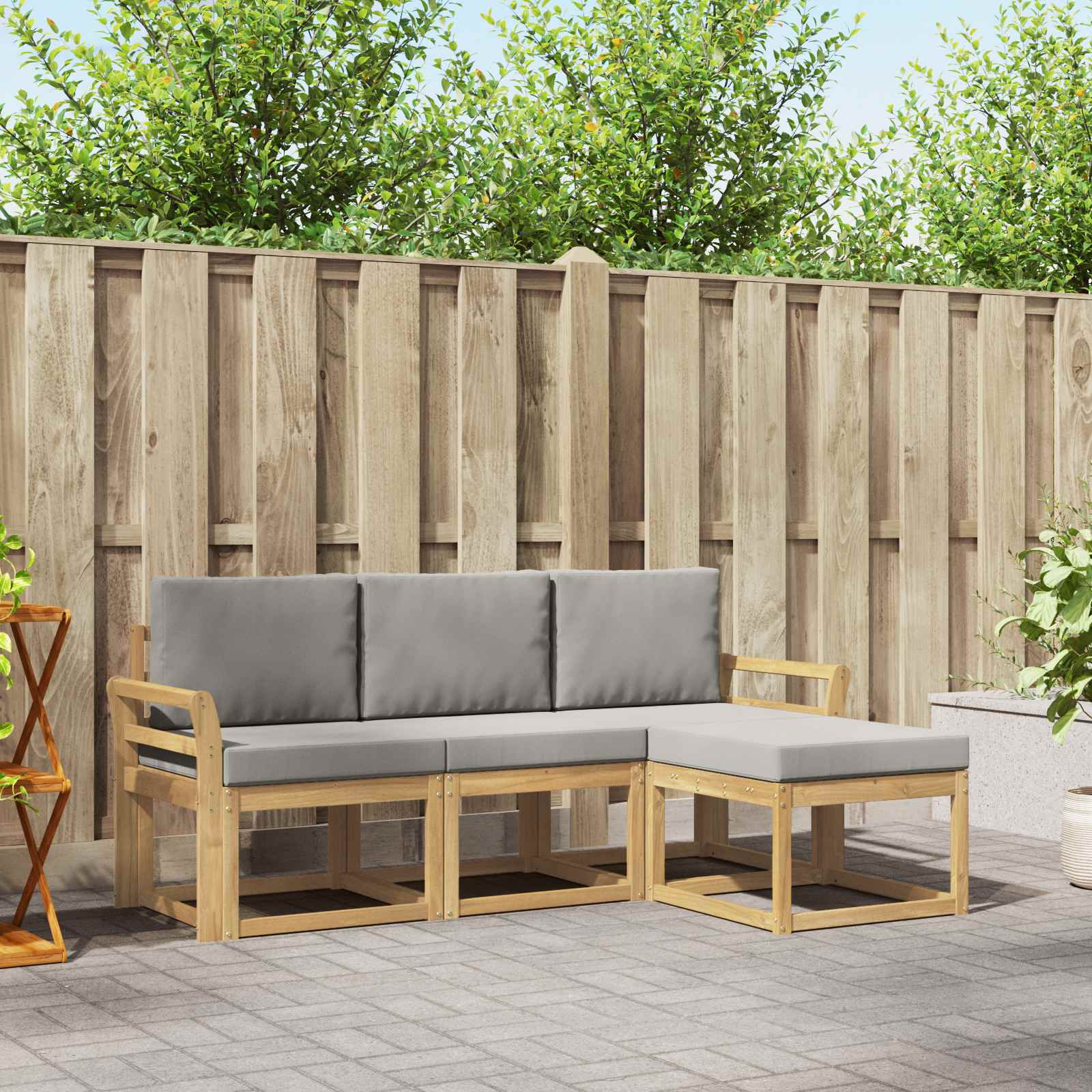 vidaXL Buiten bankenset 4 pcs Naturel